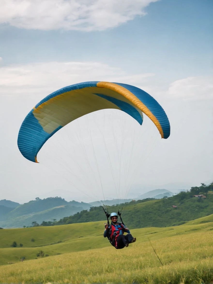 Skysky，The most qualified，Paragliding，Listen to Coke，protective goggles，Big wind，ricefield，baiyun，