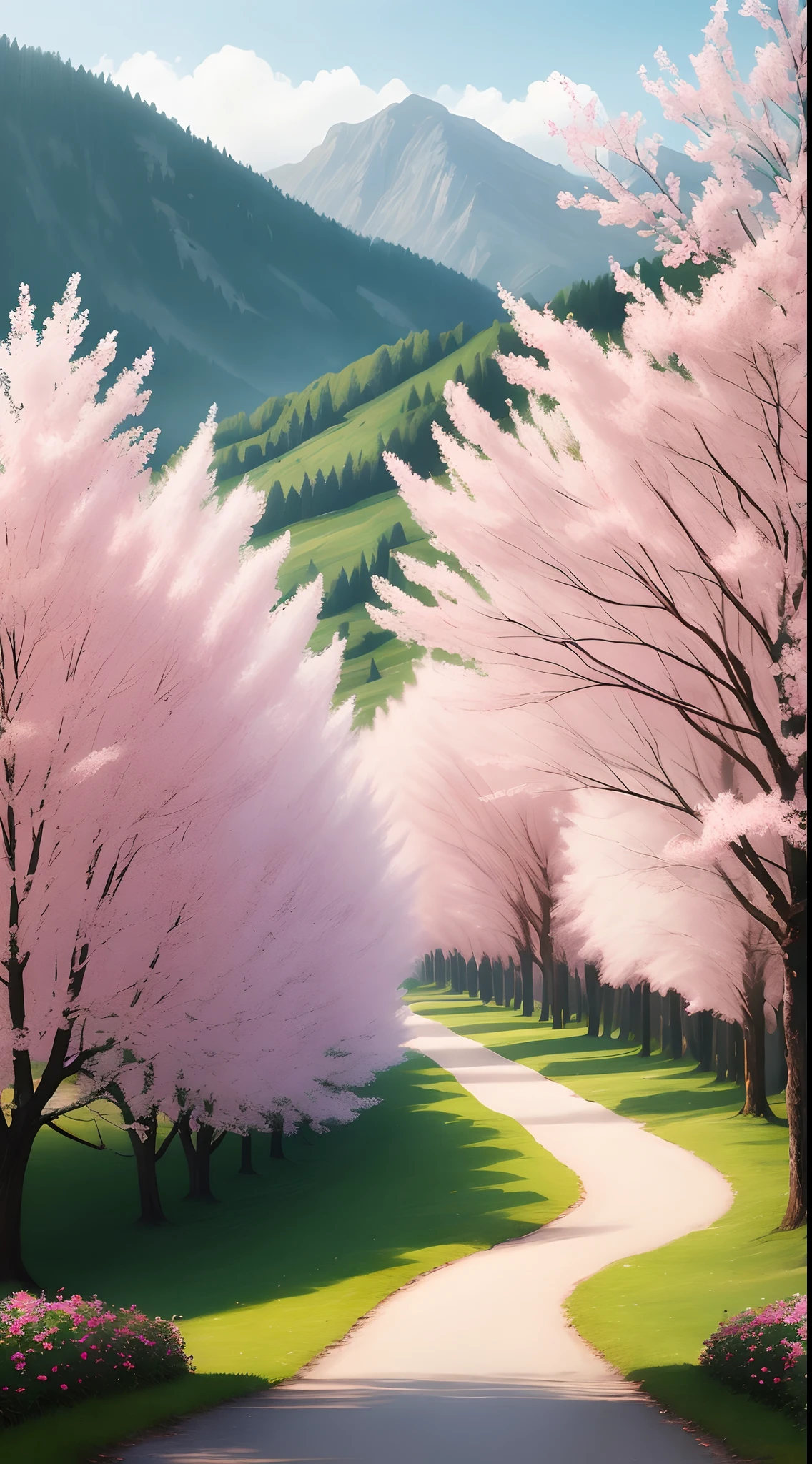 in pink,springtime,scenic