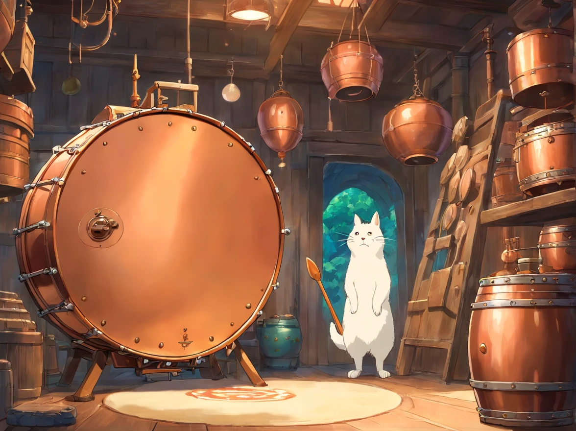 The background of the copper drum is white