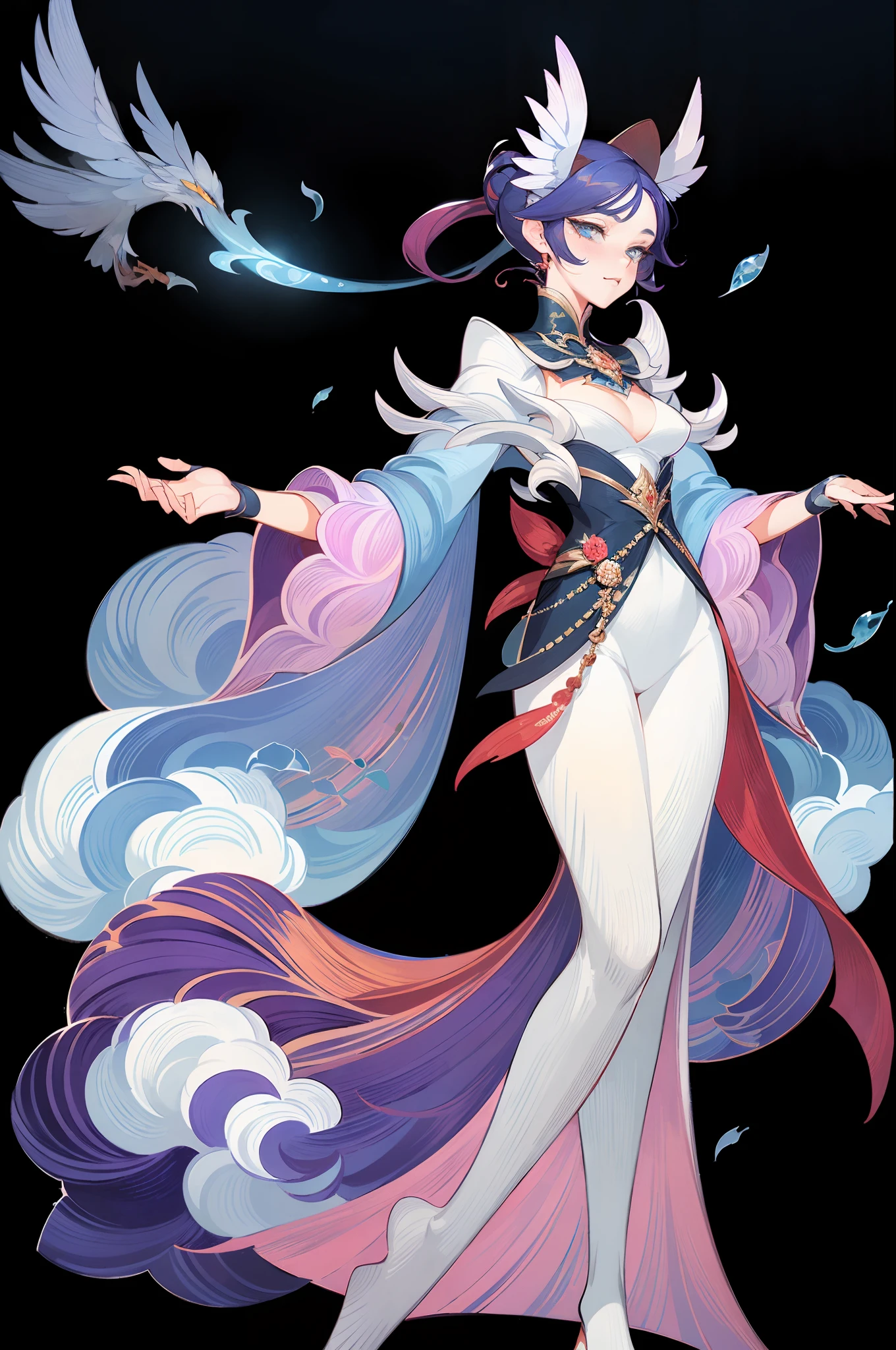 1 beautiful woman，mages，Gorgeous long dress，standing full-body，独奏，Clear facial features，Transparent background，(tmasterpiece，top Quority，best qualtiy，超高分辨率，Clear facial features，beautidful eyes，beauitful face)