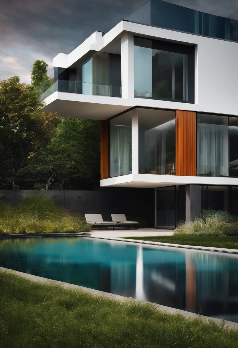 Landscape scenery,modernn architecture,Minimalist style building