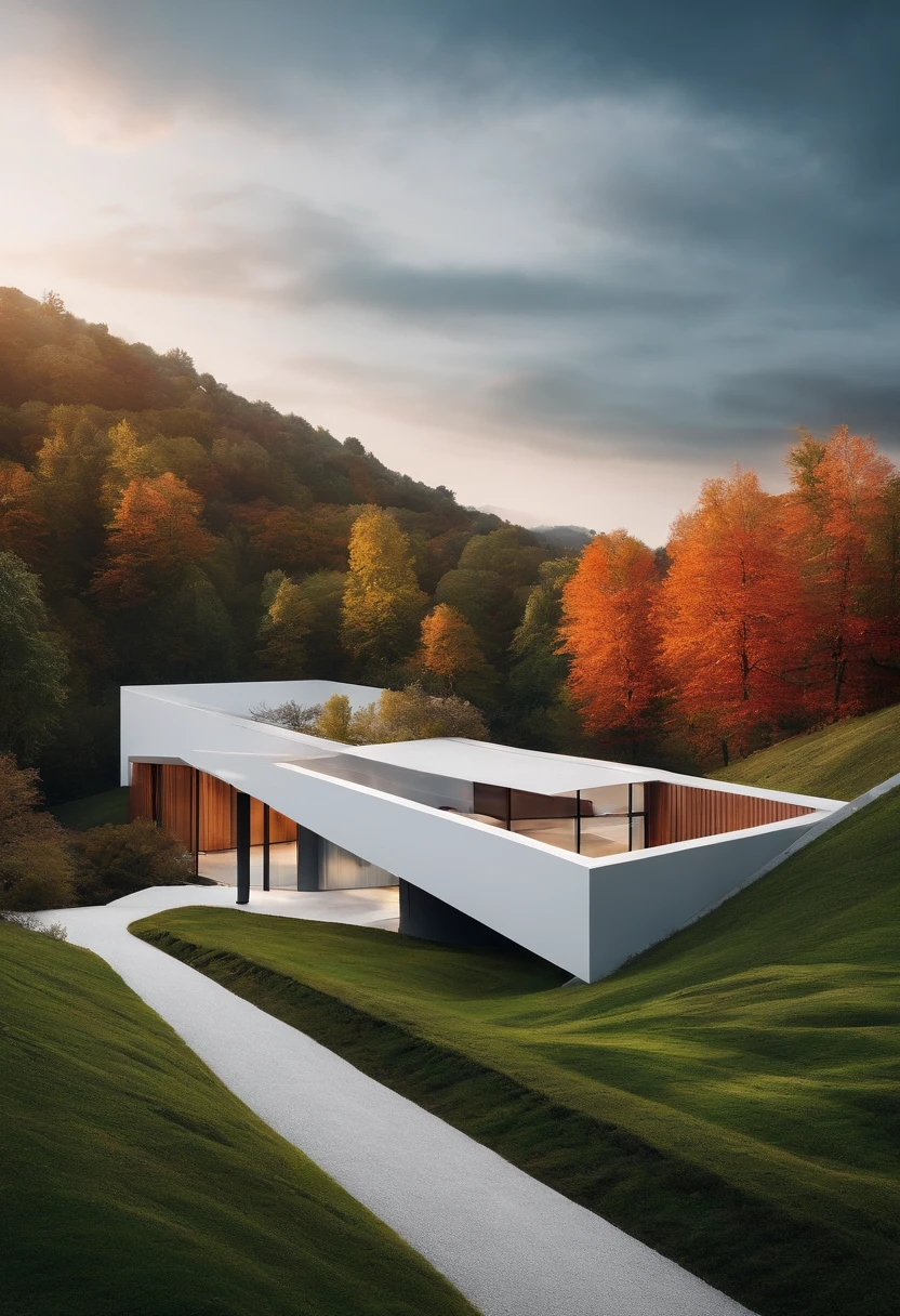 Landscape scenery,modernn architecture,Minimalist style building