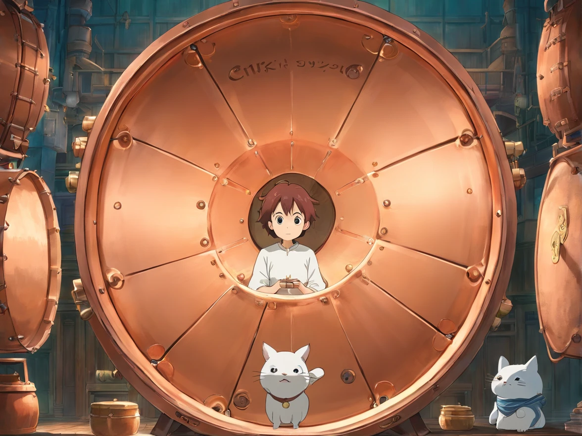 The background of the copper drum is white