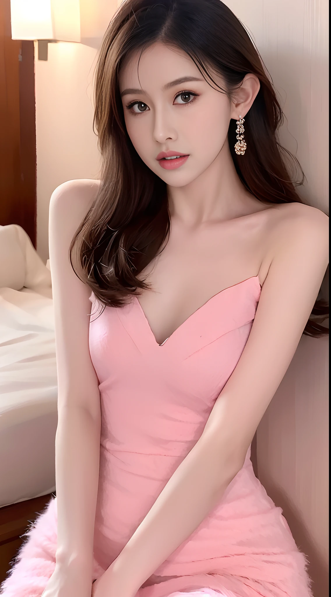 Pink off shoulder strapless mini dress