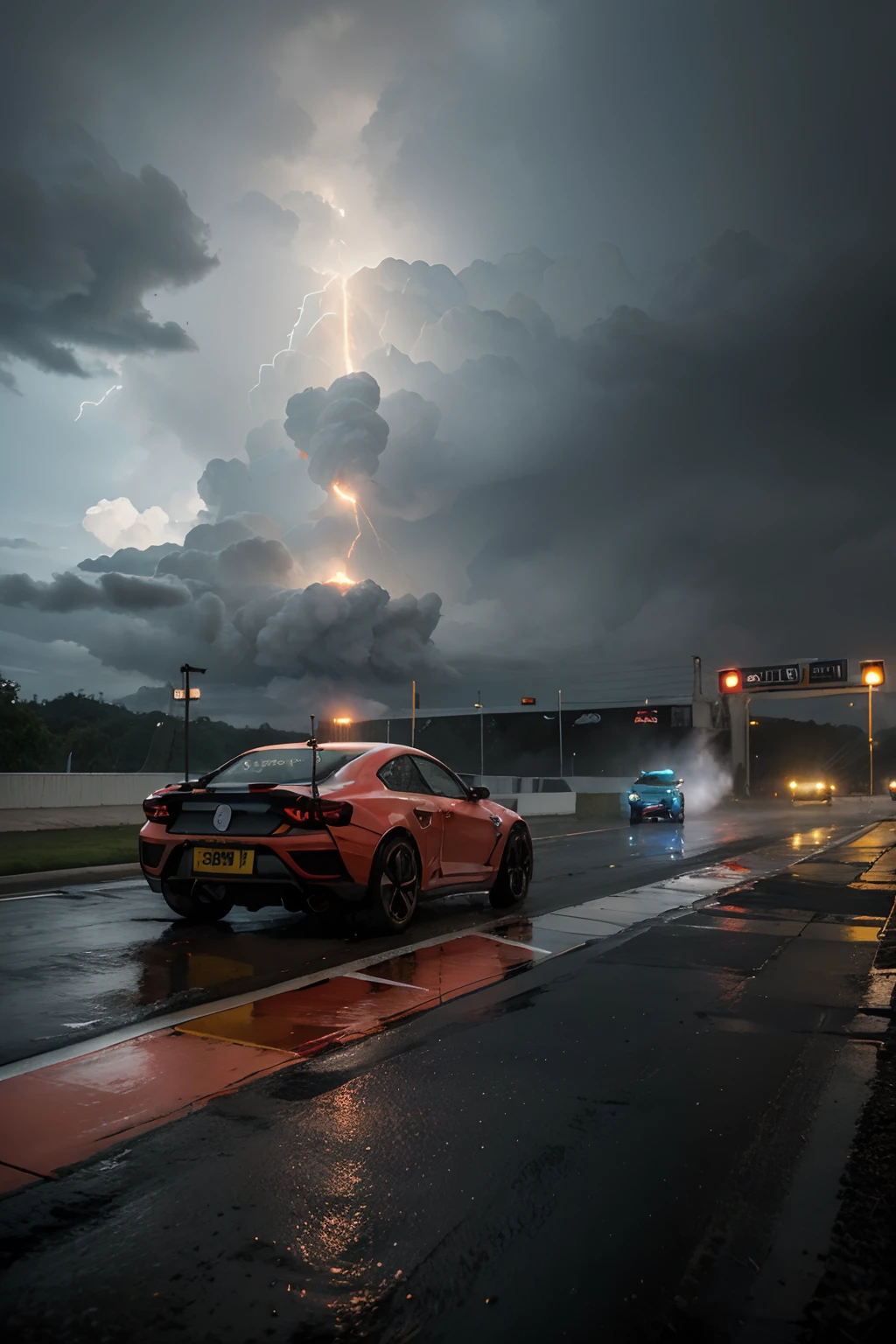 The atmosphere was electric on the Formula 1 track, where twenty machines were lined up, ready to defy the storm that threatened the sky. The rain fell on curtains, making vision a blurry screen of speed and precision. The setting was a parade of vibrant colors, contrasting with the dark gray of the stormy sky. Cada detalhe era capturado em 4K, creating a stark reality where every raindrop seemed to tell a story.
A adrenalina corria pelas veias dos pilotos e espectadores enquanto as luzes vermelhas se acendiam uma a uma, A prelude to the symphony of roars that were about to be released. The silence before the storm was almost tangible, With the world seeming to hold its breath in anticipation of what was to come.
Com o apagar das luzes, o mundo explodiu em um frenesi de velocidade. O som dos motores rasgava o ar, A Statement of Power and Defiance of Nature. Os carros disparavam da linha de partida, Carving rivers of foam through the soggy asphalt. The spray of the water created a surreal mist, Where machines and pilots danced a dangerous dance at the edge of control.
A chuva intensificava a corrida, cada curva era um teste de coragem e habilidade, cada reta uma corrida contra o tempo e os elementos. Os pilotos, With your steady hands and sharp eyes, They navigated the chaos with a mixture of respect and audacity. The challenge wasn't just between them, but also against nature itself.
A pista, with its challenging curves and endless straights, seemed to stretch to infinity, A path of glory and danger. The crowd, apesar da chuva torrencial, vibrava com cada ultrapassagem, every risky maneuver that defied logic and physics.
No meio da tempestade, o brilho das luzes, The white of the foam and the rainbow of colors of the cars created a vivid painting of courage and competition. A batalha contra o tempo, The elements and the adversaries was a pure manifestation of passion and dexterity.
The 4K scenery brought a surreptitious clarity