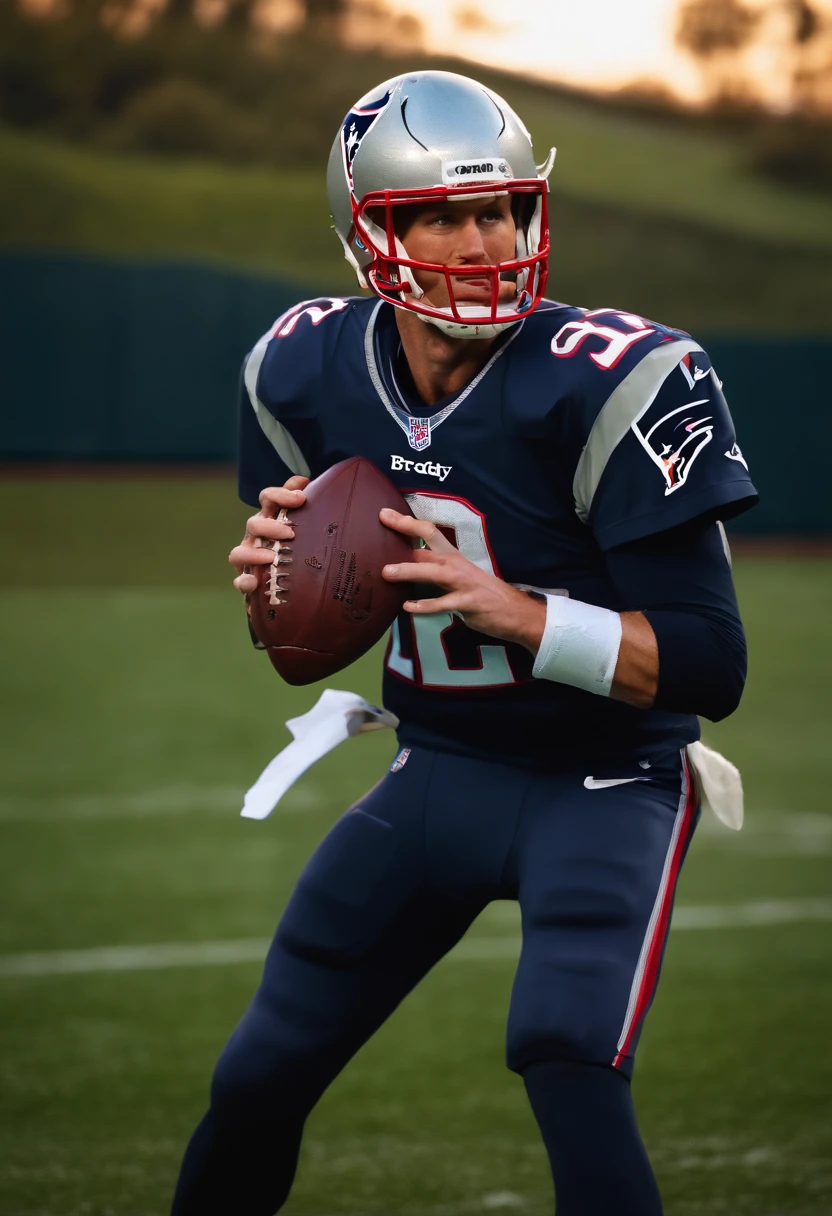 Best Quality, Top image quality, Top resolution, Intricate details, Craftsmanship, (Papercut:1.5), Fire magic, Ring of fire with Tom Brady holding a football
