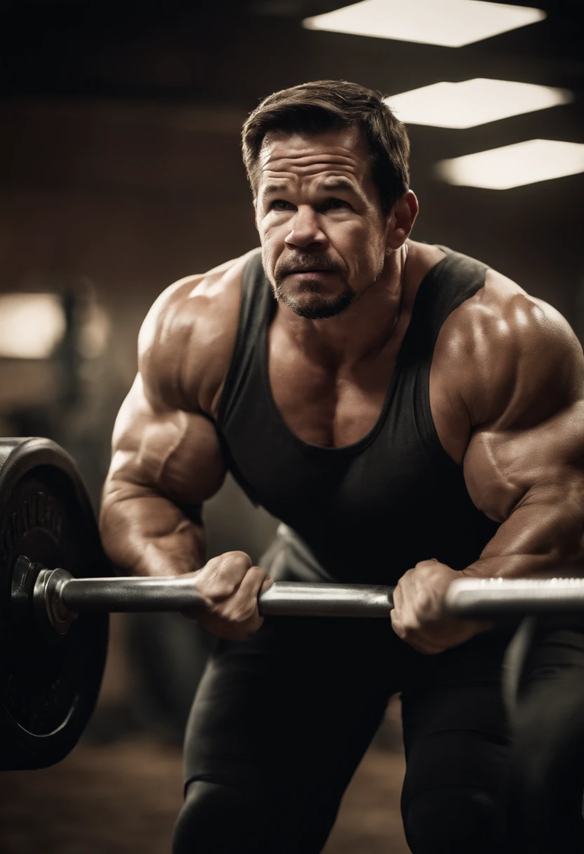 Mark wahlberg powerlifter gut and hairy chest with giant muscles