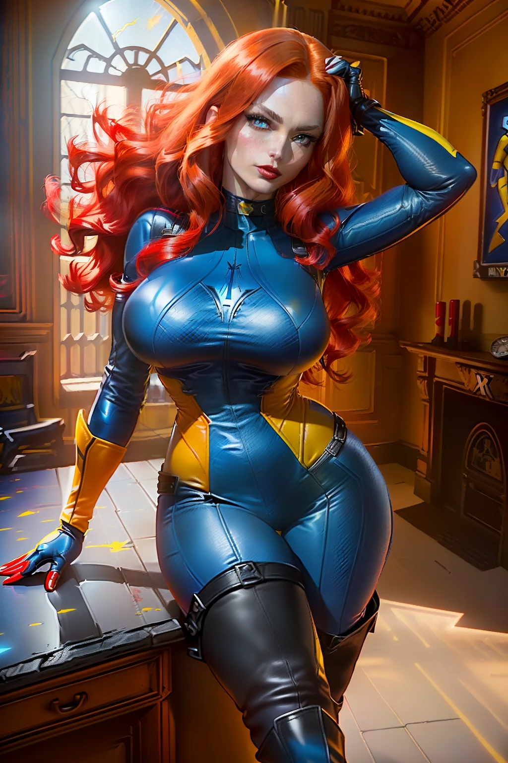 Ariel from Disney masturbates in a latex suit with her breasts sticking out with a dildo in her pussy and has an orgasm-like facial expression