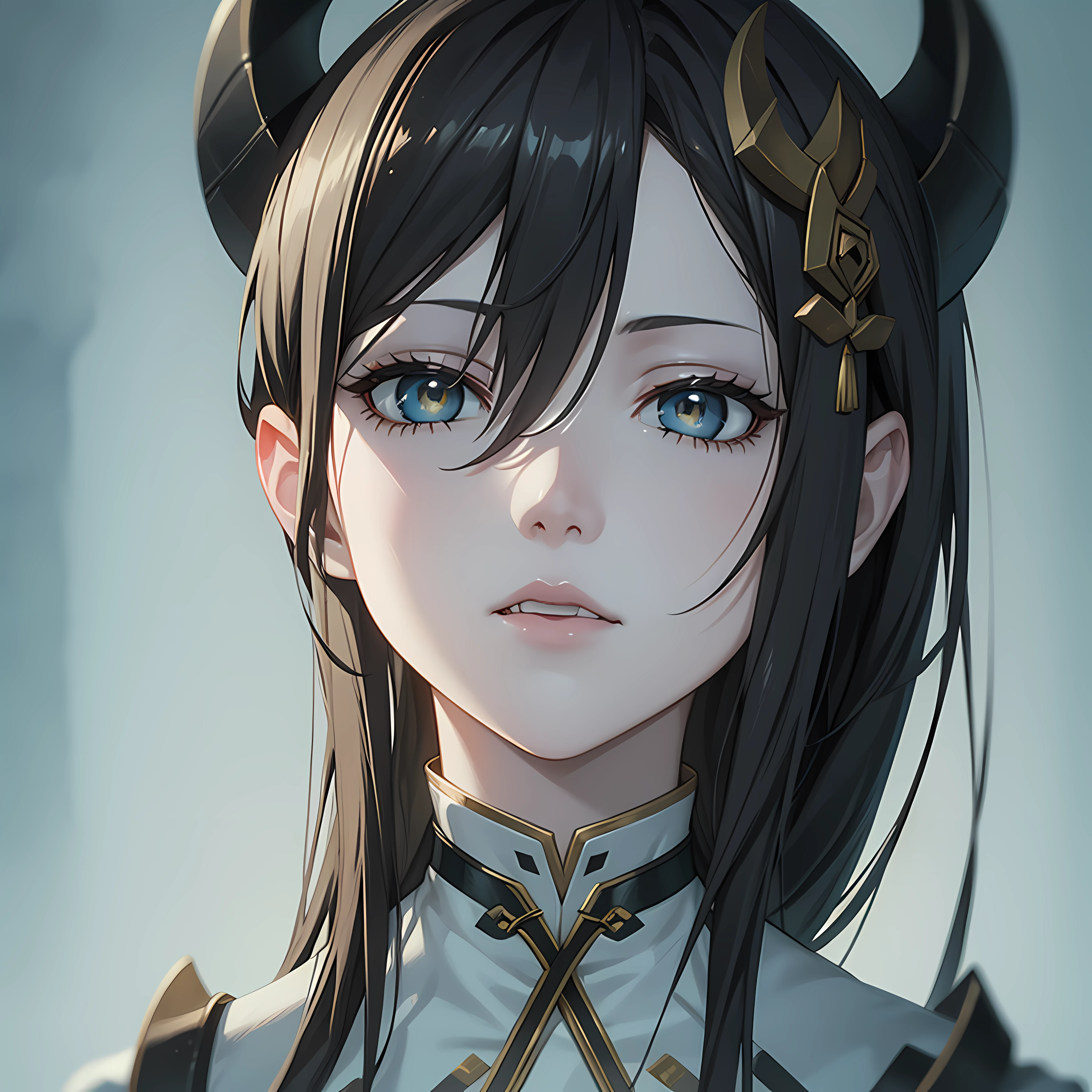 a close up of a woman with horns and a demon face, digital art inspired by Li Mei-shu, cgsociety contest winner, digital art, albedo from overlord, onmyoji portrait, deviantart artstation cgscosiety, fanart best artstation, badass anime 8 k, portrait gapmoe yandere grimdark, widowmaker