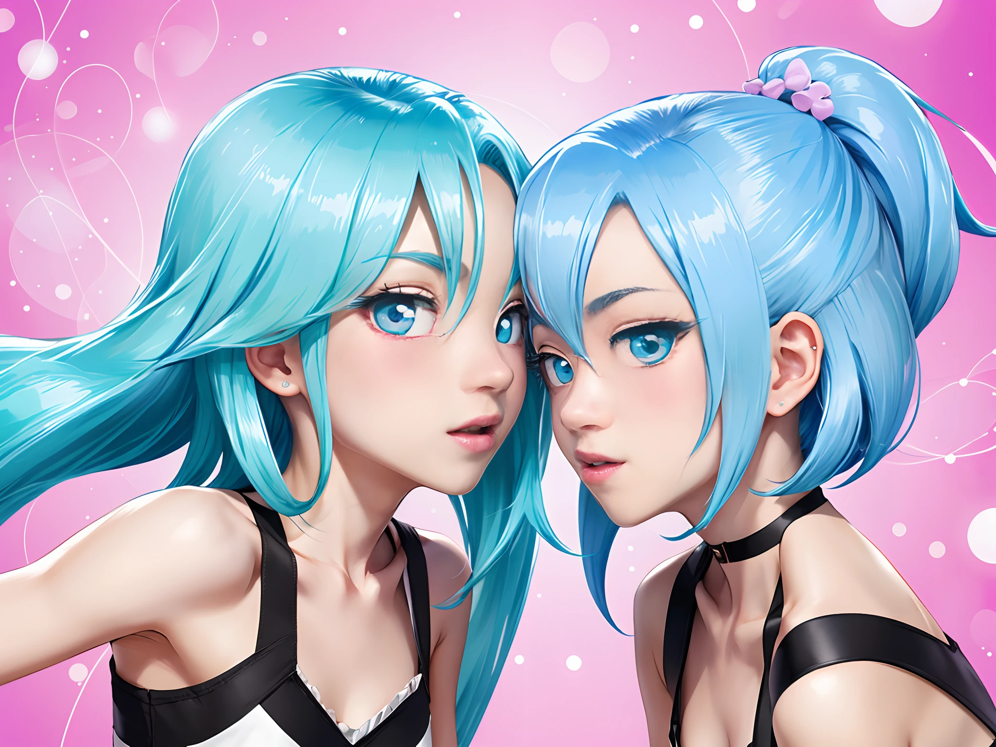Drill Twin Light Blue Hair Black Hair Odd Eye Pretty Cure