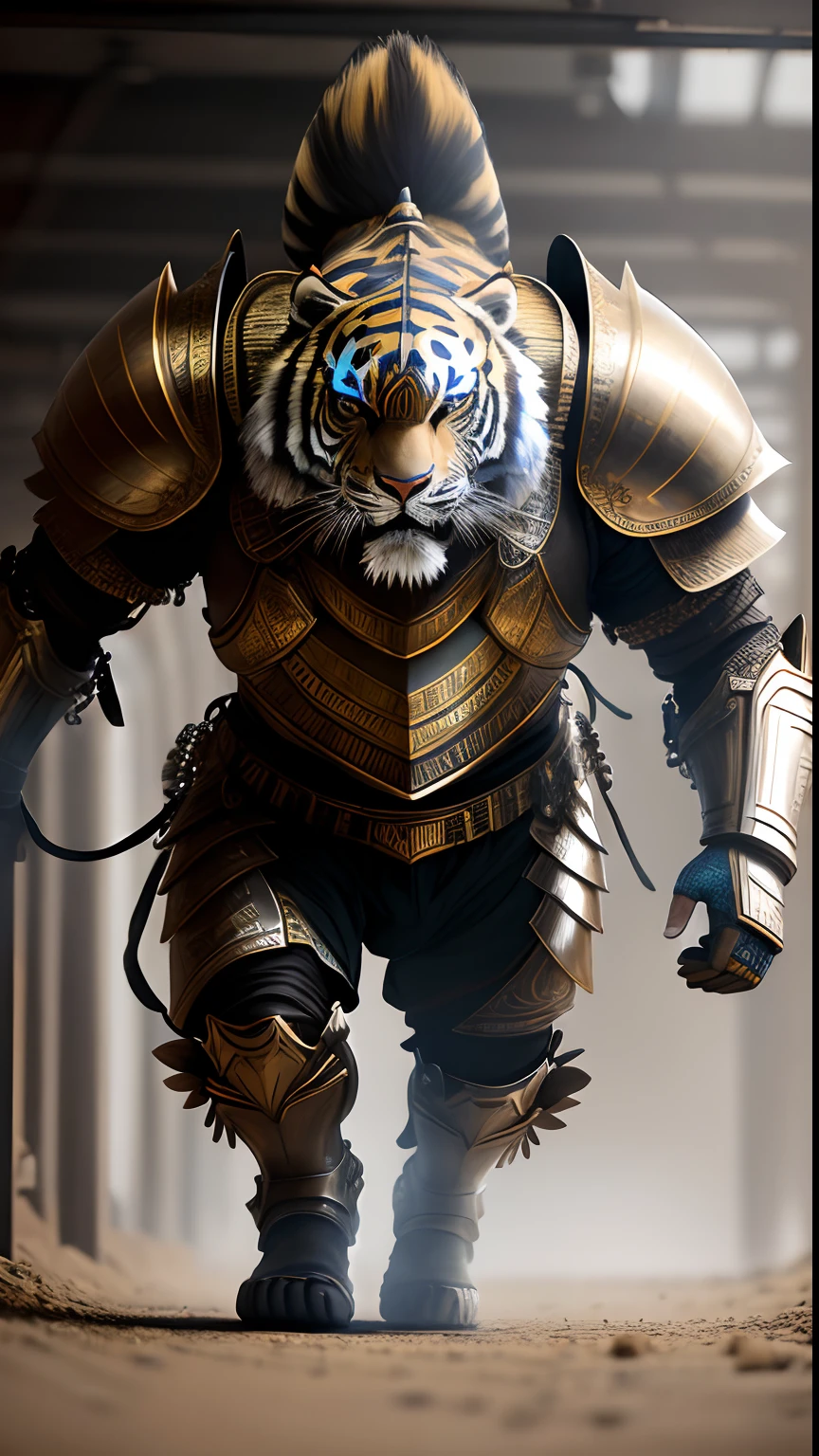 Animalrizz   (( Todsakan giant)) 10, masterpiece, highres, Absurd,photorealistic portrait, Parley_armature,Egypt, Cute tiger in armor ,Wear Parley_armature, Massive futuristic armor, running, move,