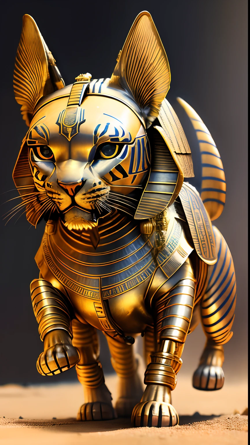 Animalrizz   (( Sphinx )) 10, masterpiece, highres, Absurd,photorealistic portrait, Parley_armature,Egypt, Cute tiger in armor ,Wear Parley_armature, Massive futuristic armor, running, move,