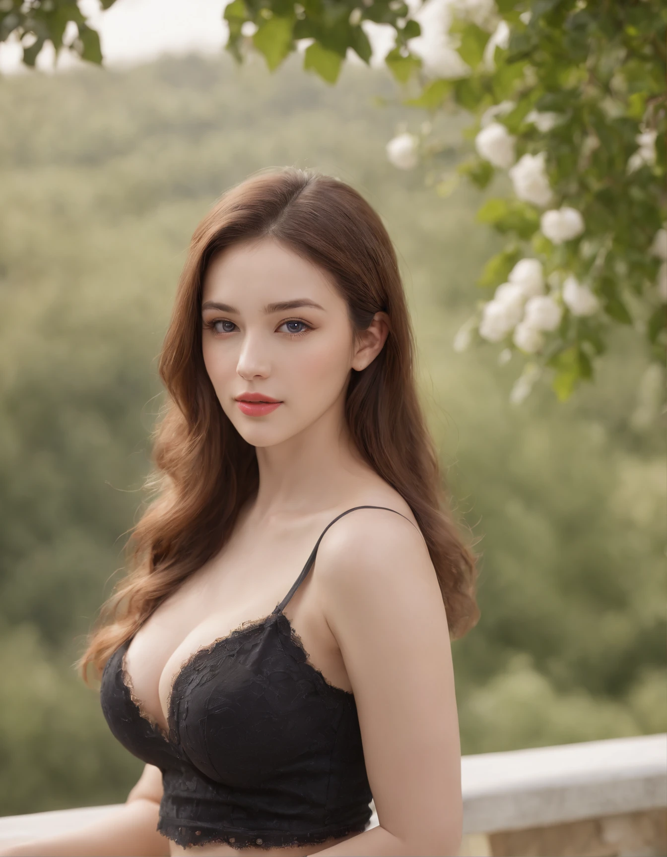 very large breast,Big High School Girl,Bra visible with miniskirt and blouse with wide open chest, Thick peaches are sexy,Plump lips, mischievous expression, In a medieval town, Surrounded by clouds, Exude maternal love, In a chic and sophisticated style. (Best Quality, 4K, hight resolution, masutepiece:1.2), Ultra-detailed, (Realistic, Photorealistic, Photorealsitic:1.37), Portraits, Vibrant colors, soft and warm lighting.