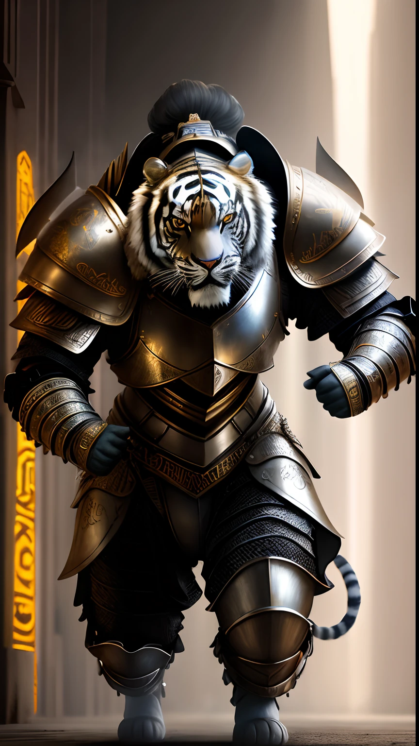 Animalrizz   (( Haroh )) 10, masterpiece, highres, Absurd,photorealistic portrait, Parley_armature,Egypt, Cute tiger in armor ,Wear Parley_armature, Massive futuristic armor, running, move,