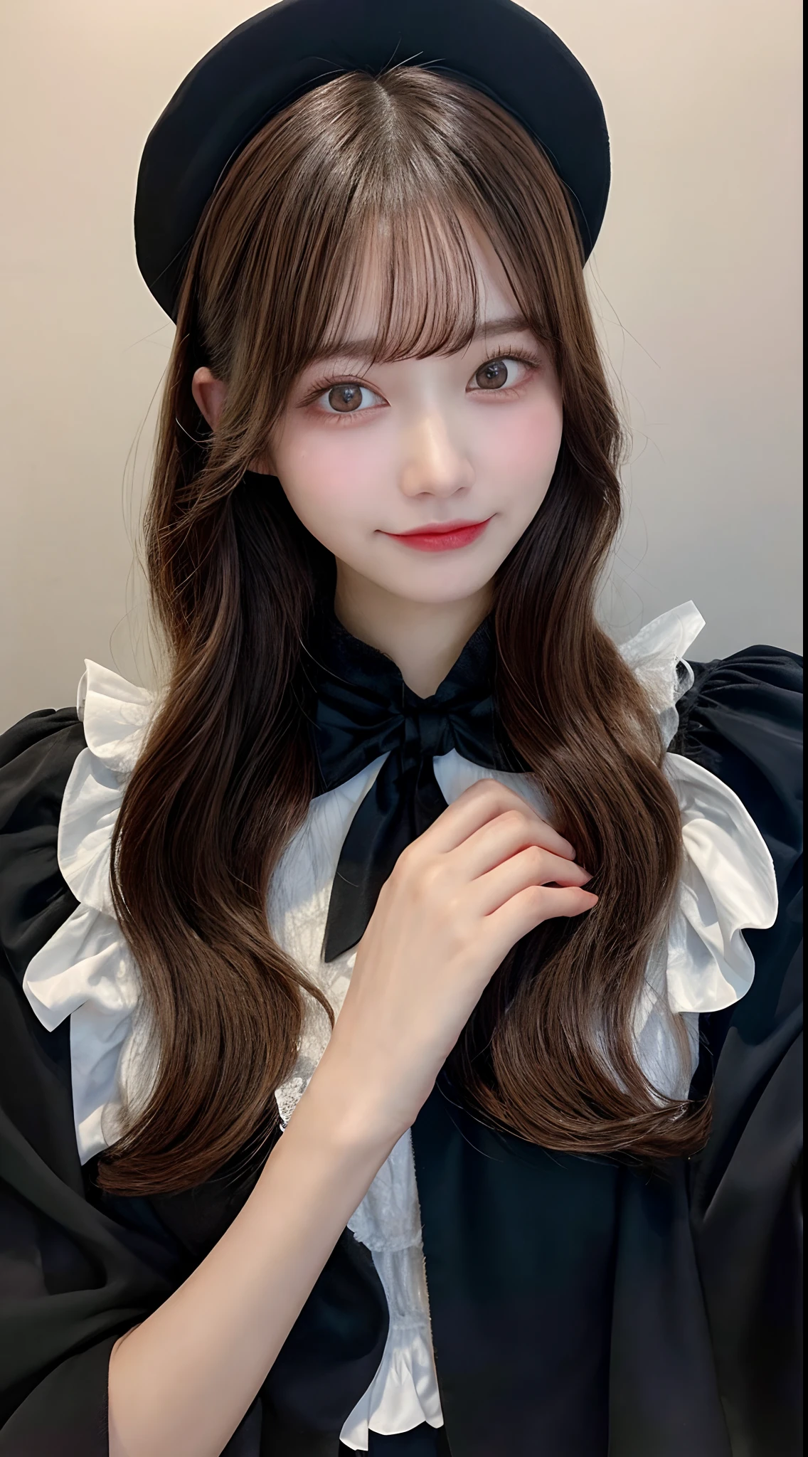 catss、fancy dress、Halloween、Halloween Costumes、ta、((top-quality、8K、masterpiece:1.3))、foco nítido:1.2、photographic quality、A Japanese Lady、独奏、real looking skin、Lifelike face、brown haired、camera、full body Esbian、Lashes、Tear bag、A smile、sixteen years old