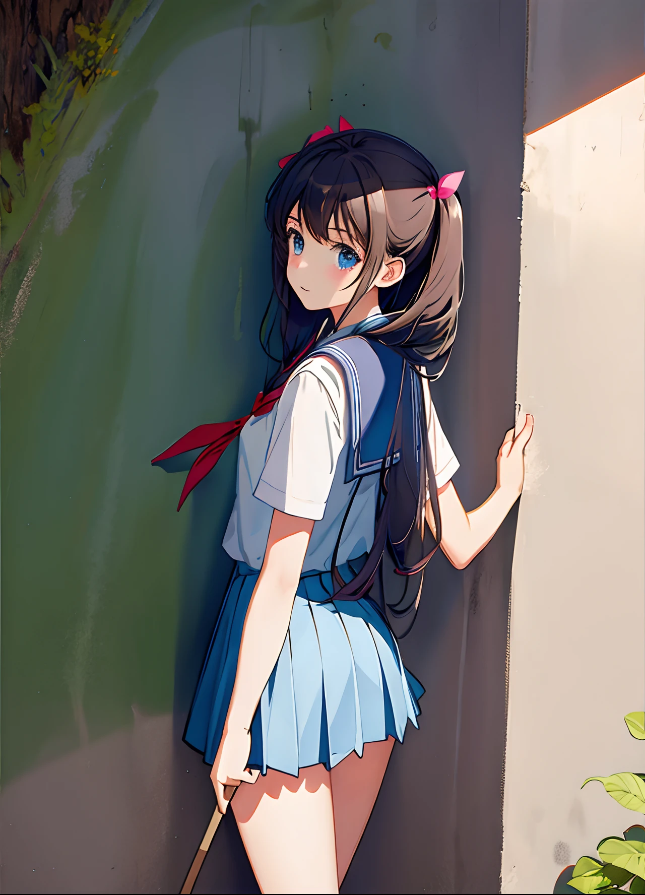 hi-school girl､Only the butt sticks out of the wall