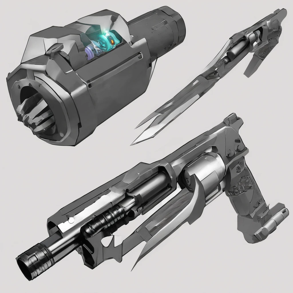 Weapon Name: “Emergency Multifunctional Hybrid”
Visual Description:
This improvised melee weaponry is a unique, multi-purpose creation that combines elements from multiple pieces of equipment. It was designed to be compact, versatile and effective in science fiction emergency situations.
Flare Pistol Grip: The base of the weapon features the sturdy grip and firing mechanism of the flare gun.
Piercing Chain: Protruding from the hilt, a long, sturdy chain extends, with a sharp tip made from the base of a 9mm bullet.
Hidden Knife: A folding blade is attached to the chain, which can be easily unfolded for cutting or withdrawn for close-range combat.
Counterweight Hammer: At the opposite end of the handle, there is a counterweight that incorporates a part of the hammer. It balances the weapon and can be used for blunt blows.
Baton and Nunchaku: Attached to the sides of the flare pistol grip, a baton and nunchaku are easily accessible and ready for action. They are employed for quick attacks and defense.
This improvised melee weapon is a fusion of technology and creativity, with the ability to switch between different combat modes with ease. Its overall appearance is futuristic and functional, combining protection and attack elements into a single compact unit.