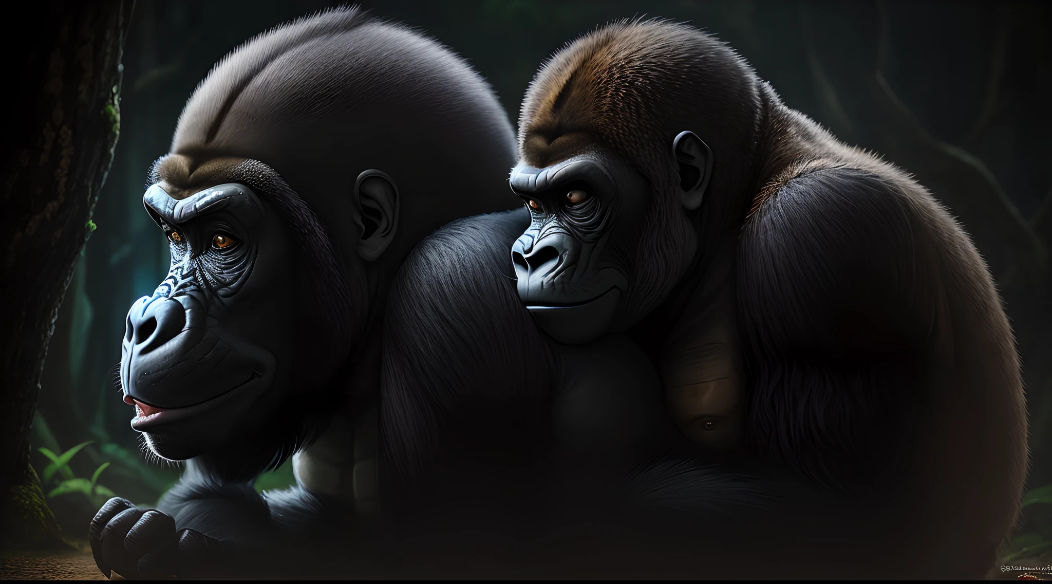 Una pareja de gorillas furry, Fucking a boy, The human boy is fucked very hard by the big black veras of the big ones, sexys y musculosos gorillas.