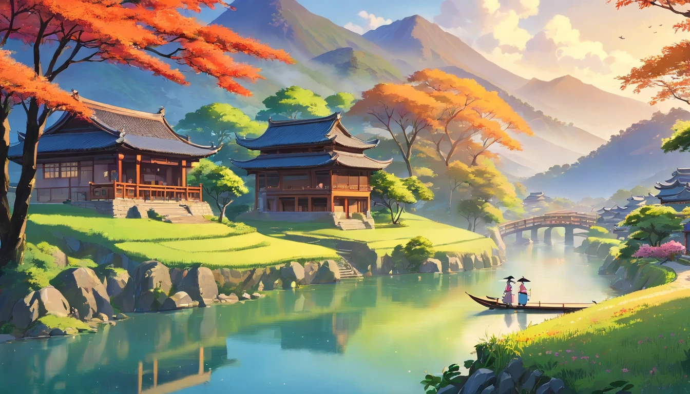 (best quality,4k,8k,highres,masterpiece:1.2),ultra-detailed,(realistic,photorealistic,photo-realistic:1.37),Nanning,beautiful landscape,gorgeous mountains,green fields,traditional Zhuang ethnic houses,tranquil river,serene atmosphere,traditional customs,Zhuang brocade,rich cultural heritage,gorgeous sunset,peaceful village,authentic Zhuang cuisine,delicious local delicacies,lively ethnic festivals,traditional dances,colorful costumes,fascinating folklore,dramatic landscapes,rolling hills,towering peaks,misty clouds,gentle breeze,happy villagers,harmonious community,colorful flowers,blooming cherry blossoms,singing birds,refreshing rivers,reflective lakes,abundant wildlife,lush greenery,rustic wooden bridges,stunning reflections,serene temples,burning incense,peaceful prayers,harmony with nature,tranquil bamboo forests,sun-kissed meadows,sparkling waterfalls,hidden caves,ancient rock formations,enchanting moonlit nights,flickering fireflies,star-filled sky