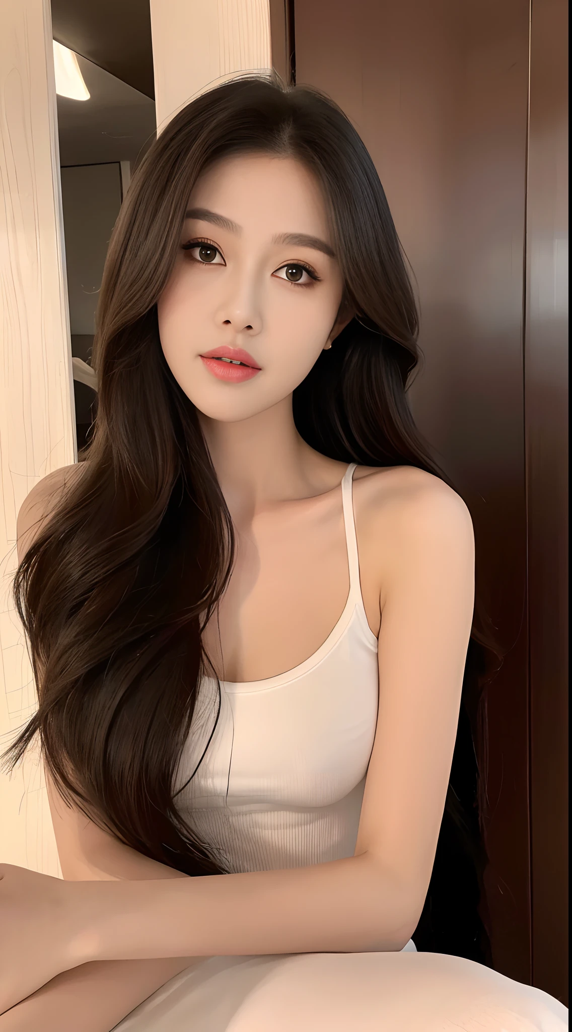 Beautiful girl,dark shadow,Photographic grade,facial closeups,Half-chest photos,