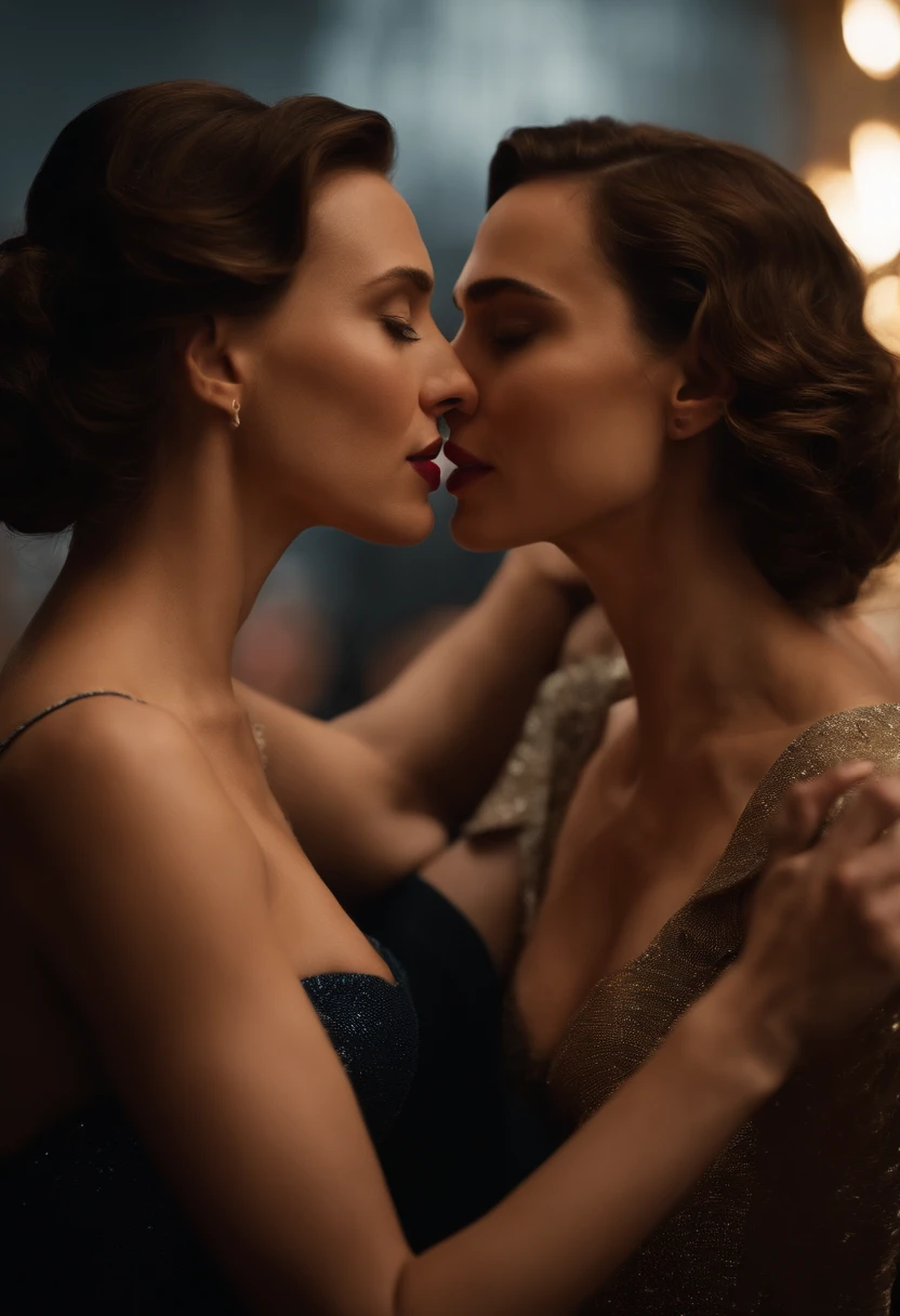 Scarlett Johansson and Gal Gadot kissing. nsfw. passionate