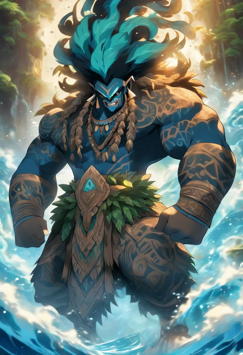 league of legends Style ,Dark Elf Male , tribal tattoos , Black long hair  , yellow pupils, skull ,Full body,Bandage on hands  , pose