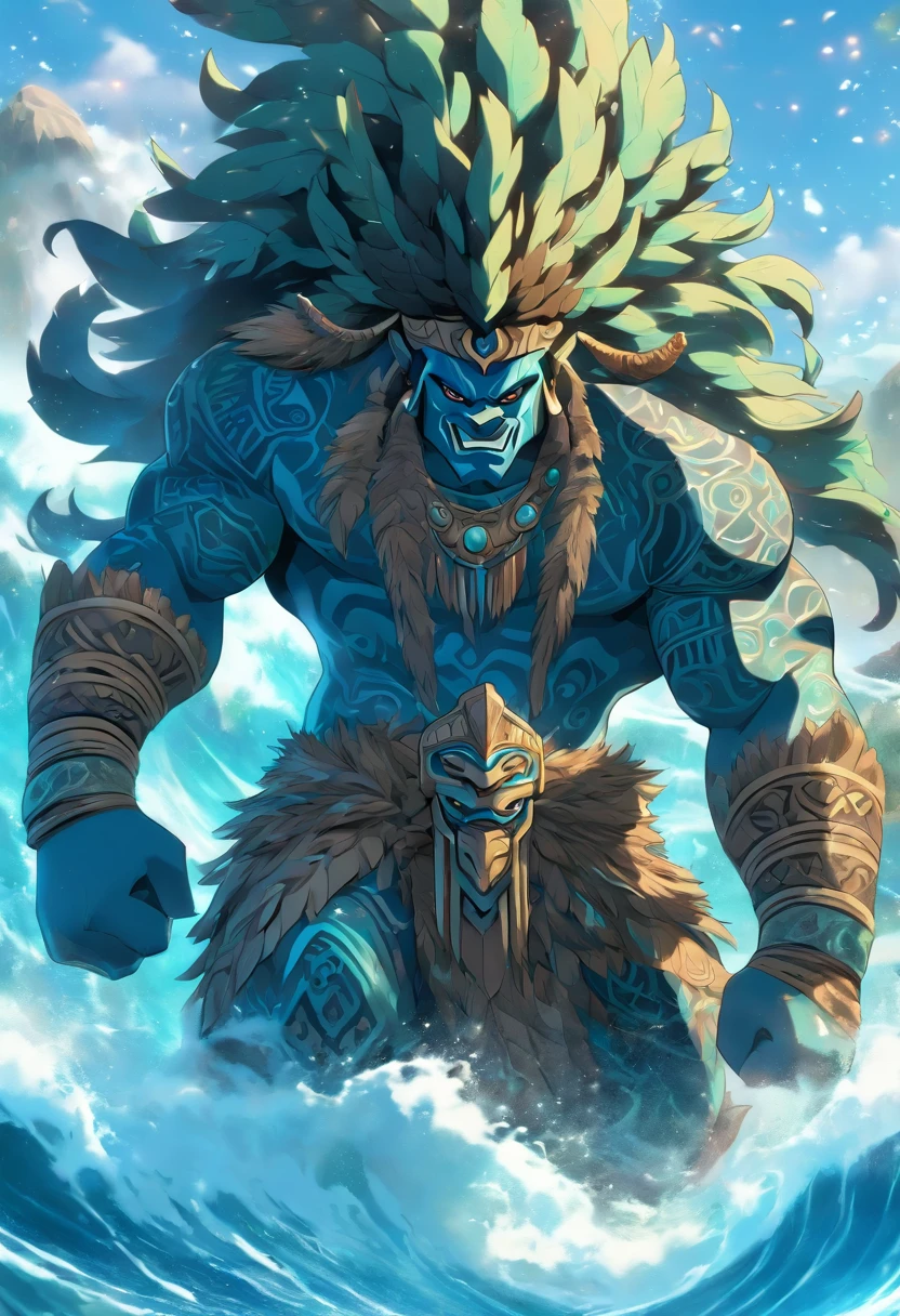 (((Tangaroa))) best quality, ultra-high resolution, 4K detailed CG, master piece, Maori ,Maori god,Maori mythology, ((Deus Aquatico)) , Maori image, aesthetic, screen-centered, Character design sheet, full body view.
