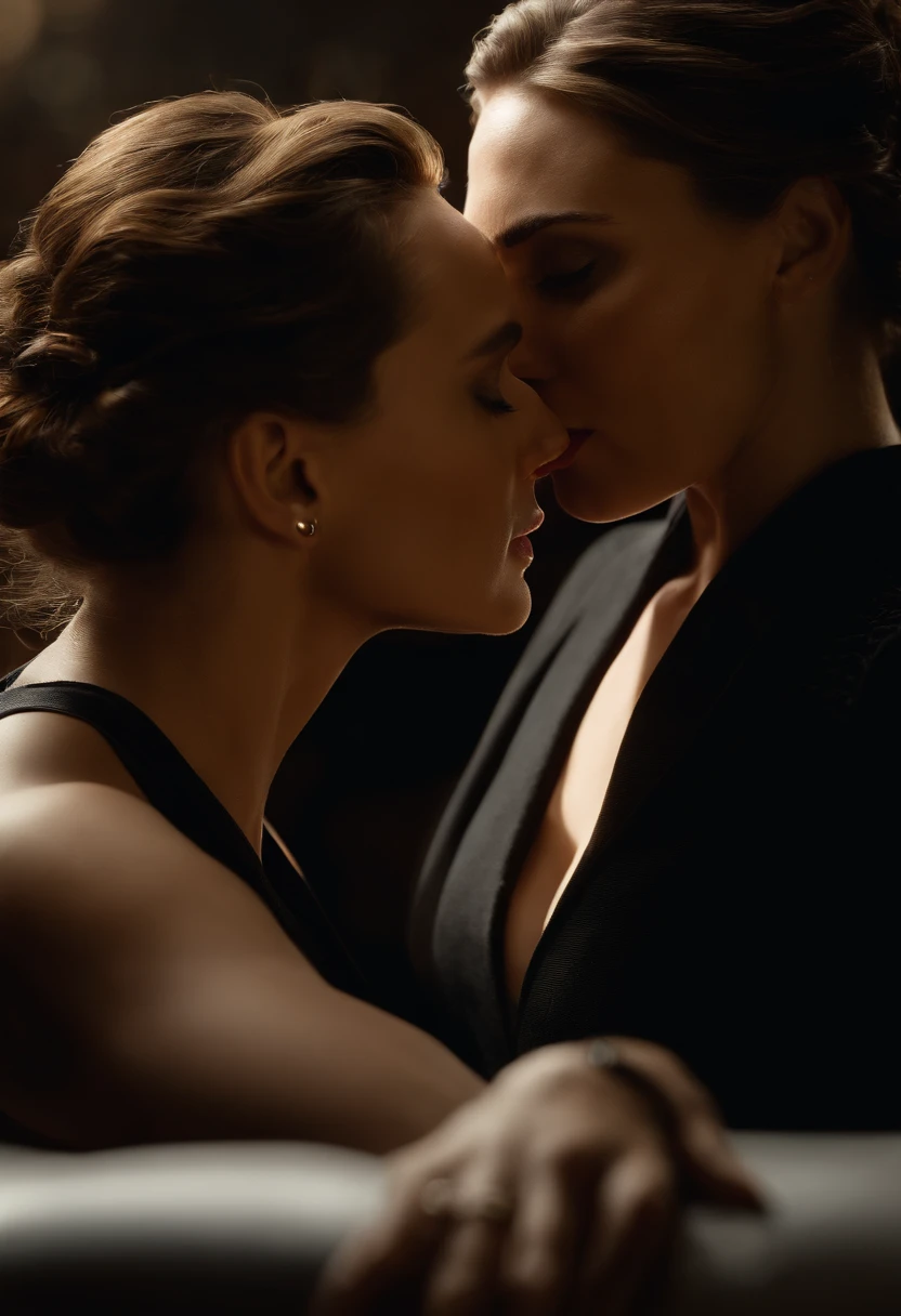 Scarlett Johansson and Gal Gadot kissing. nsfw. passionate. sexual. erotic. pornographic