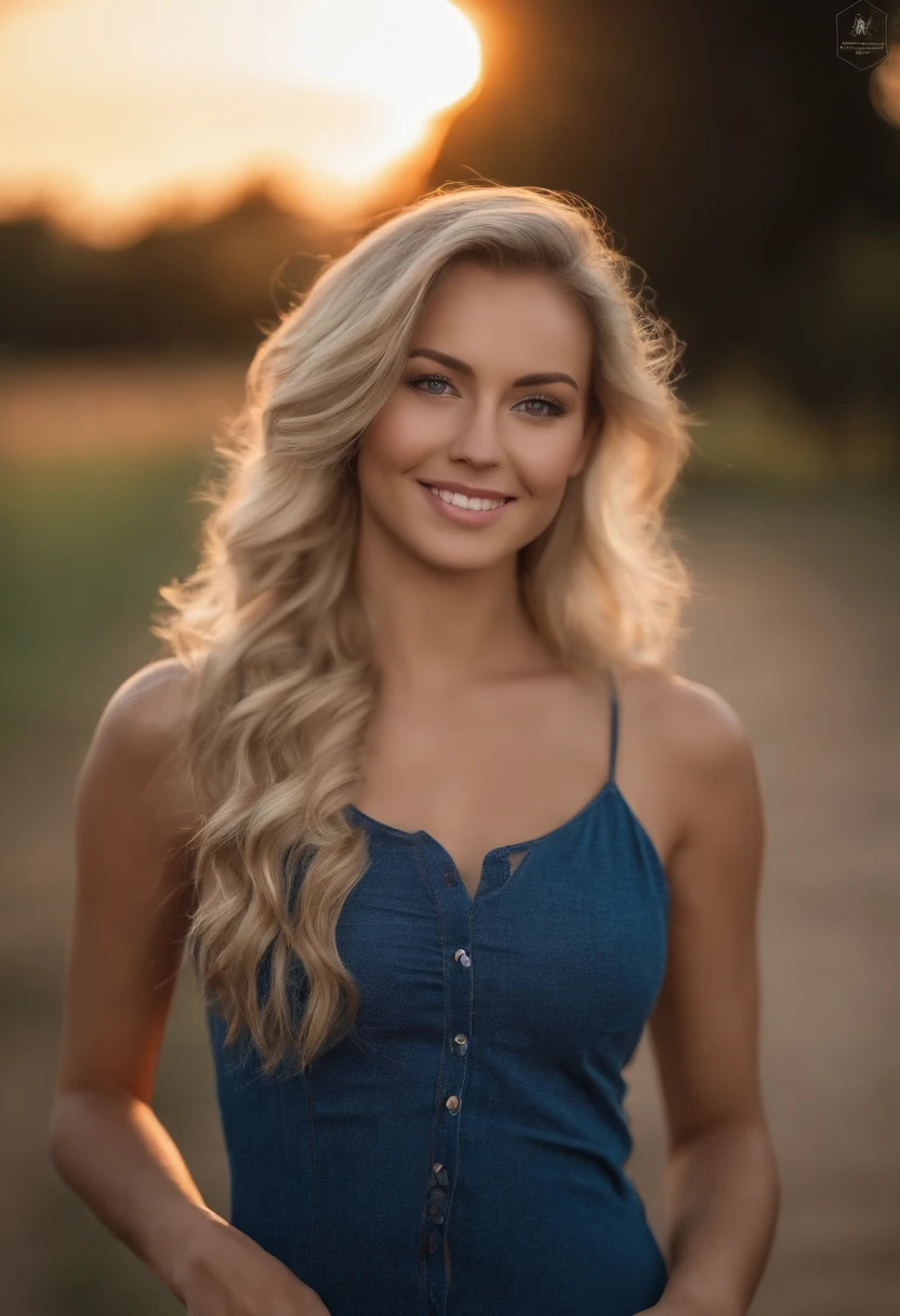 beautiful platinum blonde girl wearing tight skinny clothes (stand on a Ranch), very detailed, 21 years old, innocent face, natural wavy hair, blue eyes, high resolution, masterpiece, best quality, intricate details, highly detailed, sharp focus, detailed skin, realistic skin texture, texture, detailed eyes, professional, 4k, charming smile, shot on Canon, 85mm, shallow depth of field, kodak vision color, perfect fit body, extremely detailed, foto_\(ultra\), photorealistic, realistic, post-processing, maximum detail, roughness, real life, ultra realistic, photorealism, photography, 8k uhd, photography, uses my dataset as the face