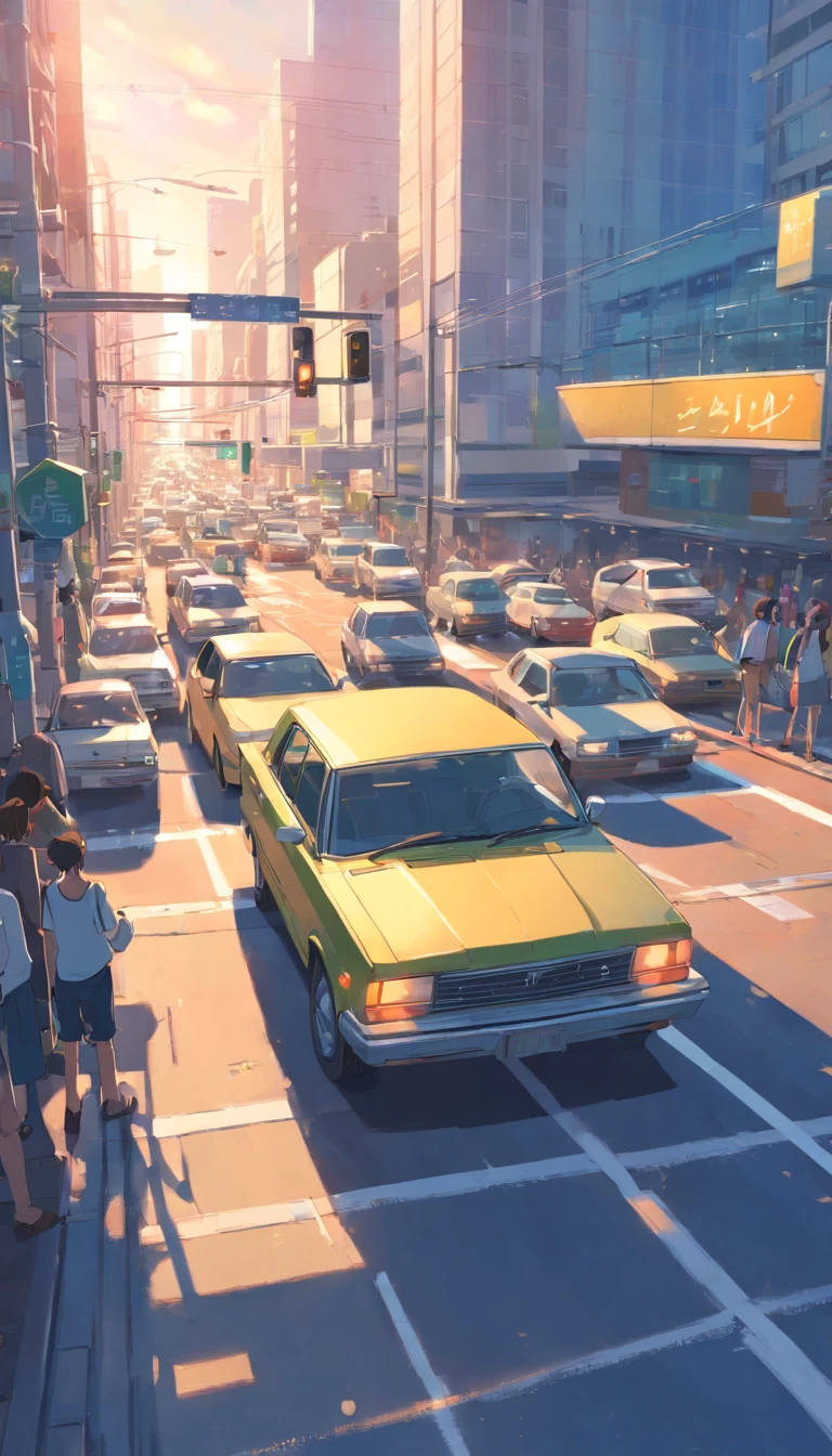 in the city, Bad , Stuck in a traffic jam., The people in the car were frustrated.