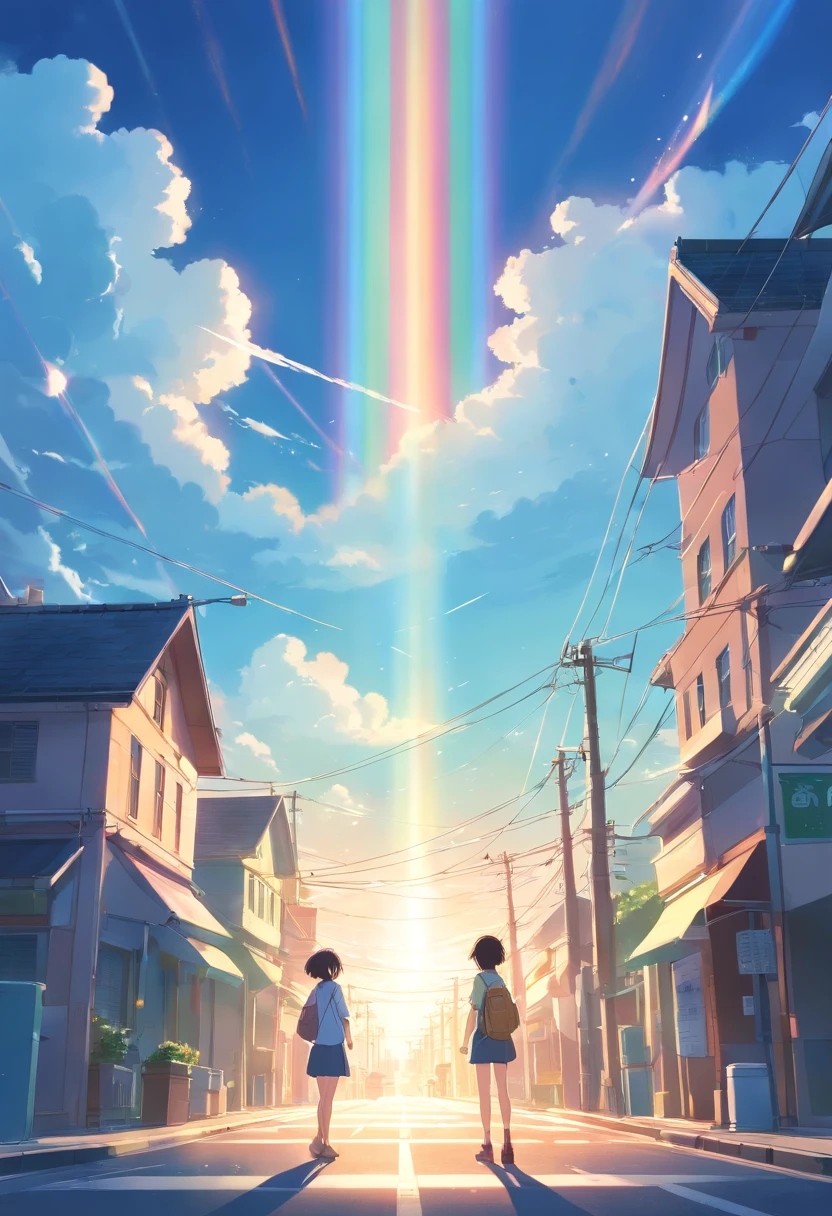 The light is directed strongly　A rainbow is formed　illustratio