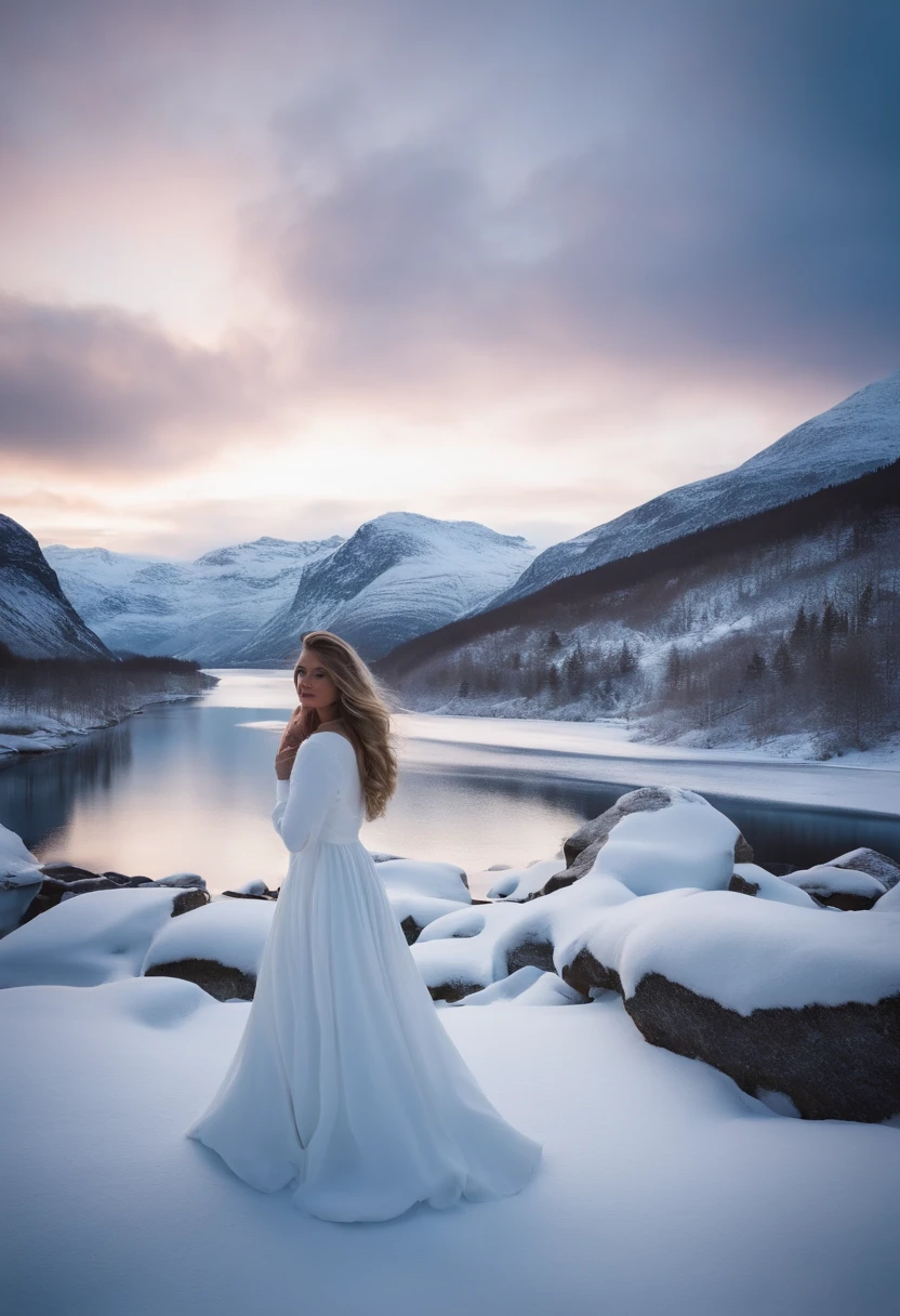 keep the white dress and the cold scenery from norway