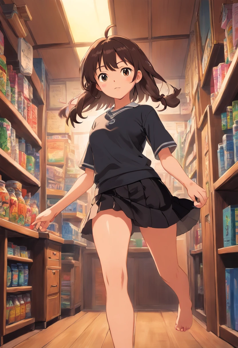 A girl, a sexy school girl, hot and sexy girl, a girl wearing t-shirt and black skirt, girl naked girl, boops and vagina, a sexy figure girl.