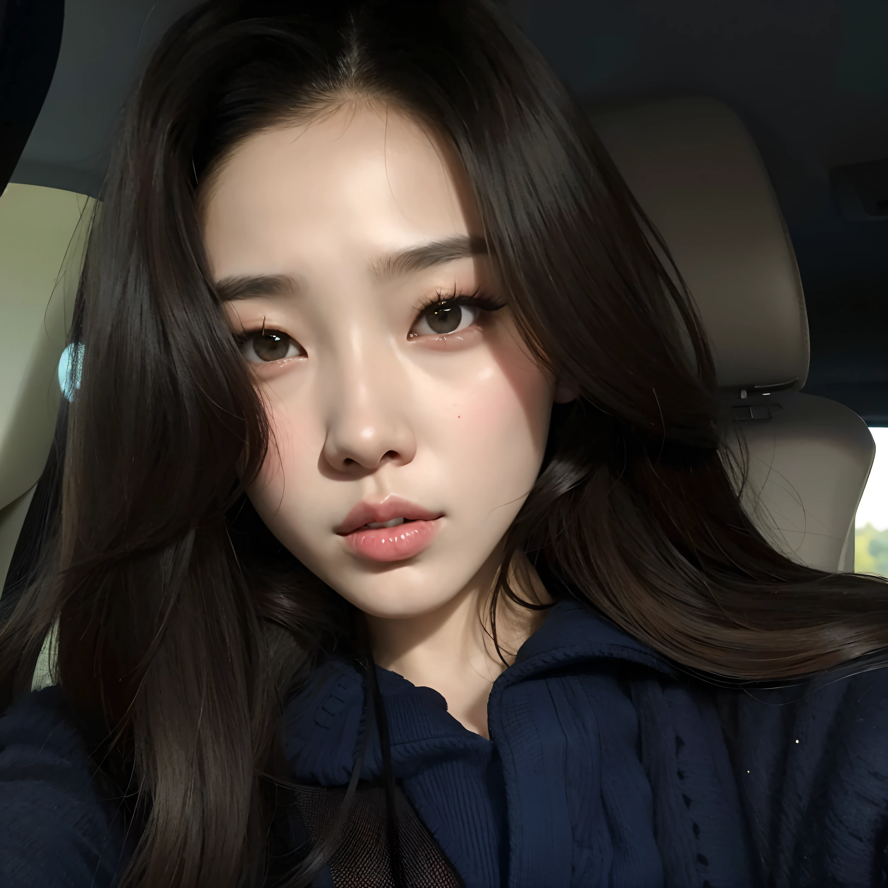 um close up de uma mulher com cabelos longos em um carro, menina coreana, Heonhwa Choe, Jaeyeon Nam, Mulher coreana, Mulher sul-coreana bonita, young adorable korean face, linda mulher coreana jovem, cruel korean goth girl, mulher coreana jovem bonita, foto de perfil headshot, wan adorable korean face, Lee Ji-eun, Lee Ji - Eun