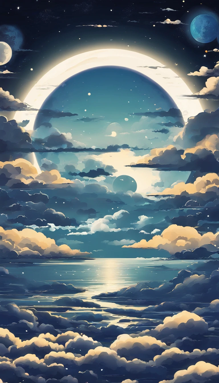 The best sub-height，Extremely fine，perfect  detail，4K，8K，anime wallpaper，NFFSW，nigh sky，with black background，Ethereal cartoon style，moon full, lunar backdrop, moon on sky, moonlit backdrop, on moon, Full moon background, with full moon in the sky, moon full, The moon is in the sky, moonlit backdrop, big white moon background, Moon, moon on sky, Far side of the moon，moon in clouds，White clouds