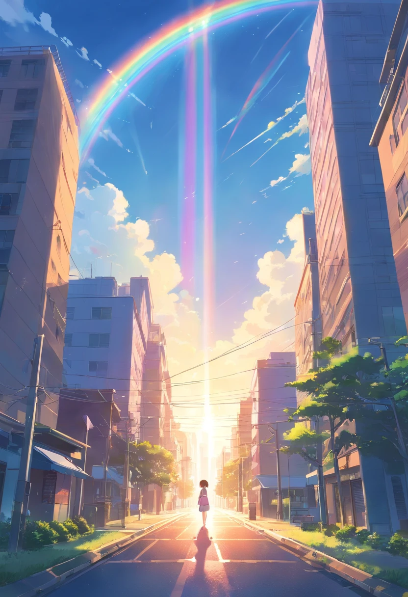 The light is directed strongly　A rainbow is formed　illustratio