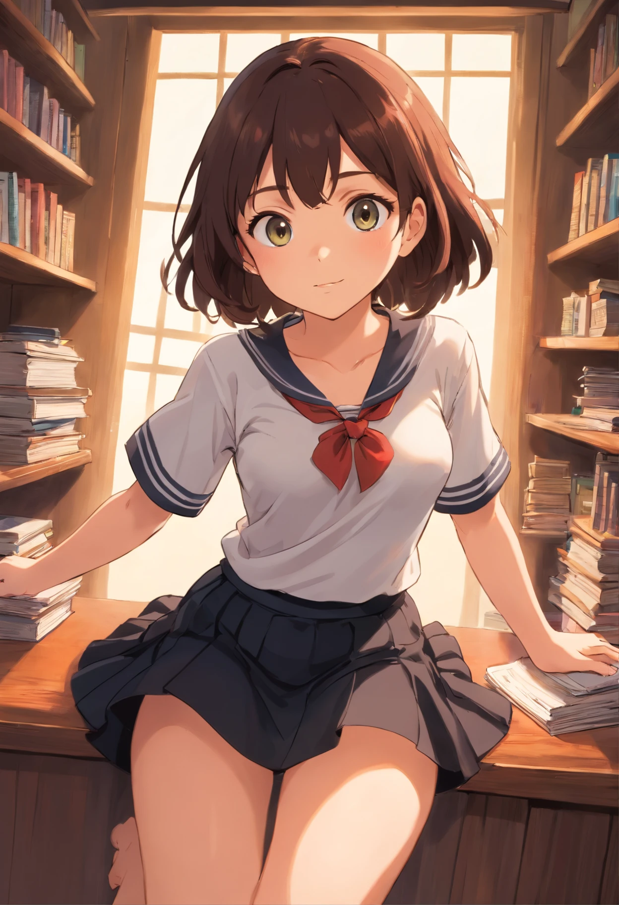 A girl, a sexy school girl, hot and sexy girl, a girl wearing t-shirt and black skirt, girl naked girl, boops and vagina, a sexy figure girl.