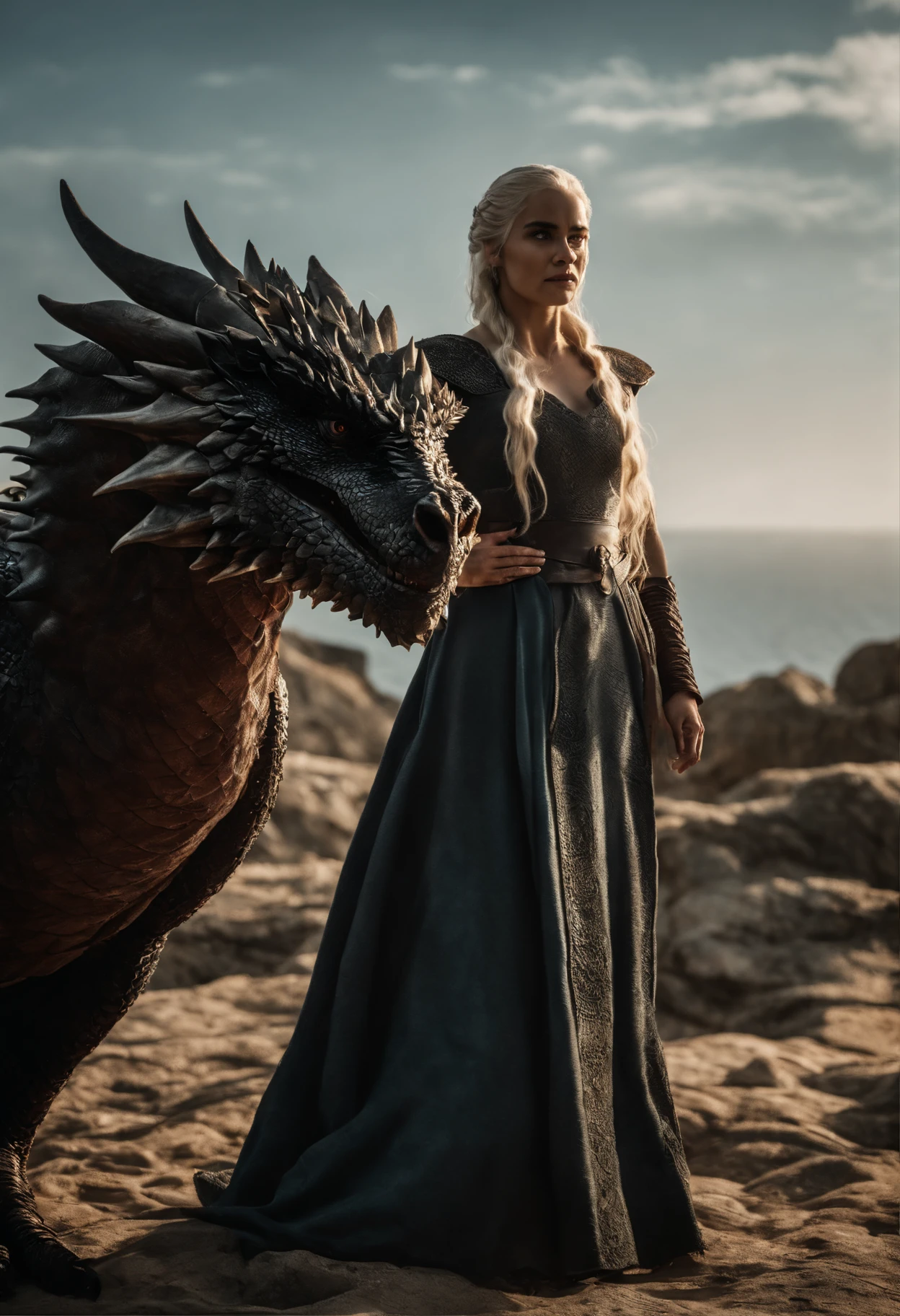 Rhaenyra Targaryen,from the House of the Dragon series, montada em sua dragoa Syrax