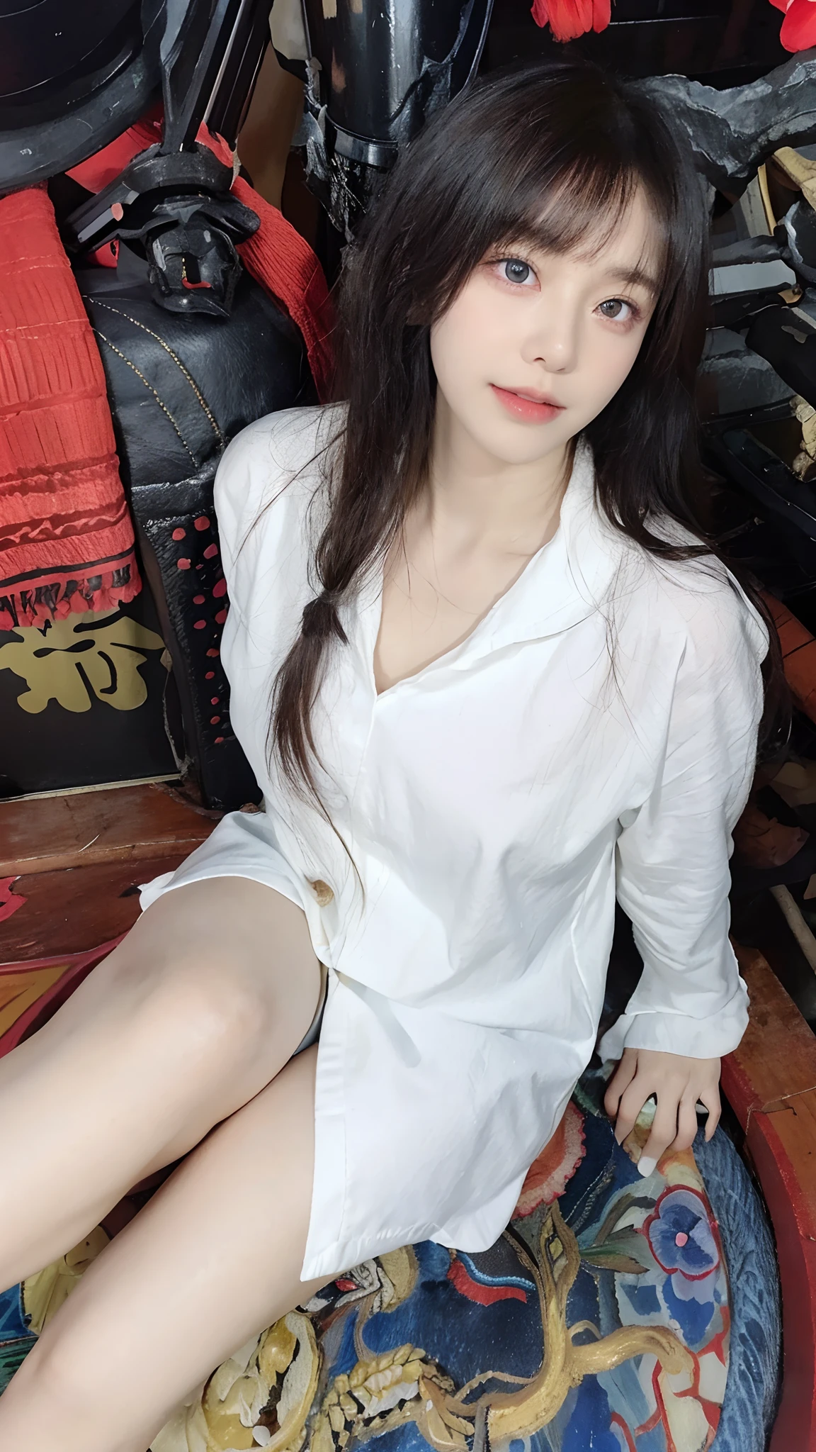 Top quality, Masterpiece, 超高分辨率, (Realistic, : 1.4), Original photo, (True skin texture: 1.3), (filmgrain: 1.3), in a panoramic view, Portrait, Very wide lens, Narrow waist, cowboy lens, (bangs, Inconspicuous, Cold light,) Night, Close-up, Tears, Short hair, neck long, ears sticking out, bangs, Big eyes, Brightly Colored Eyes, In the house, Dust, Tindall effect, (Facial expression), Sitting, (hitting a wall), Crying, Frowning, (Looking down), Nervousness, Tears, smiling happily
one girl, eyes and face with beautiful details, White jabot, pink dark V, Brown eyes,