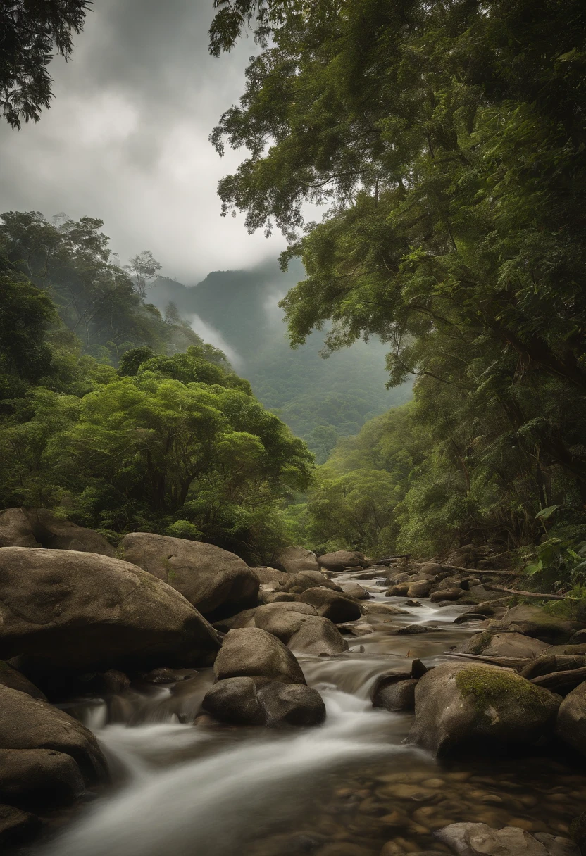 "Generate a vibrant and eco-friendly scene that showcases the harmony of nature. The image should depict a lush jungle with tall, diverse trees and vibrant foliage. In the foreground, include a meandering river with crystal-clear water and animals such as deer, birds, and butterflies. On the riverbanks, place a variety of animals, including monkeys, toucans, and jaguars, coexisting peacefully. In the background, show majestic mountains rising into the sky. Above the mountains, ensure a breathtaking view of the Earth from space, emphasizing its beauty and fragility. The overall composition should convey the importance of preserving our planet and the rich biodiversity it holds."