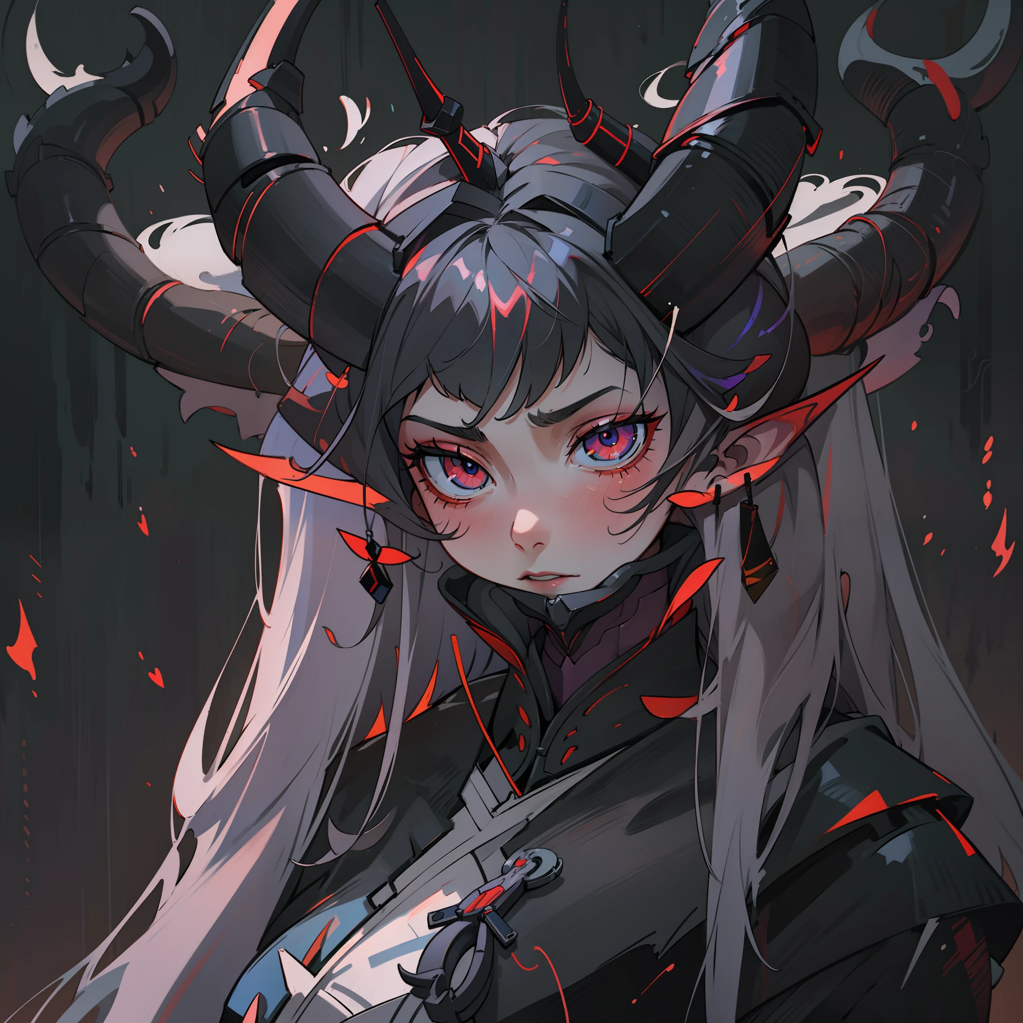 a close up of a woman with horns and a demon face, digital art inspired by Li Mei-shu, cgsociety contest winner, digital art, albedo from overlord, onmyoji portrait, deviantart artstation cgscosiety, fanart best artstation, badass anime 8 k, portrait gapmoe yandere grimdark, widowmaker