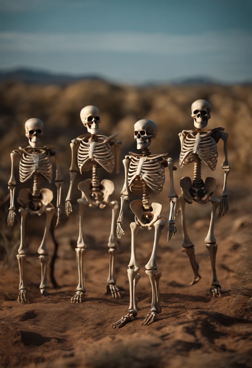 Skeleton army with no skin in western dusters