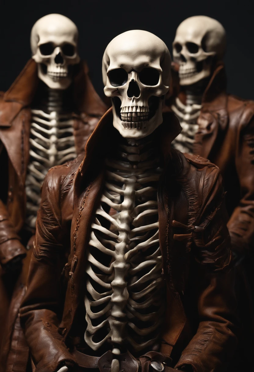 Skeleton army in leather coats