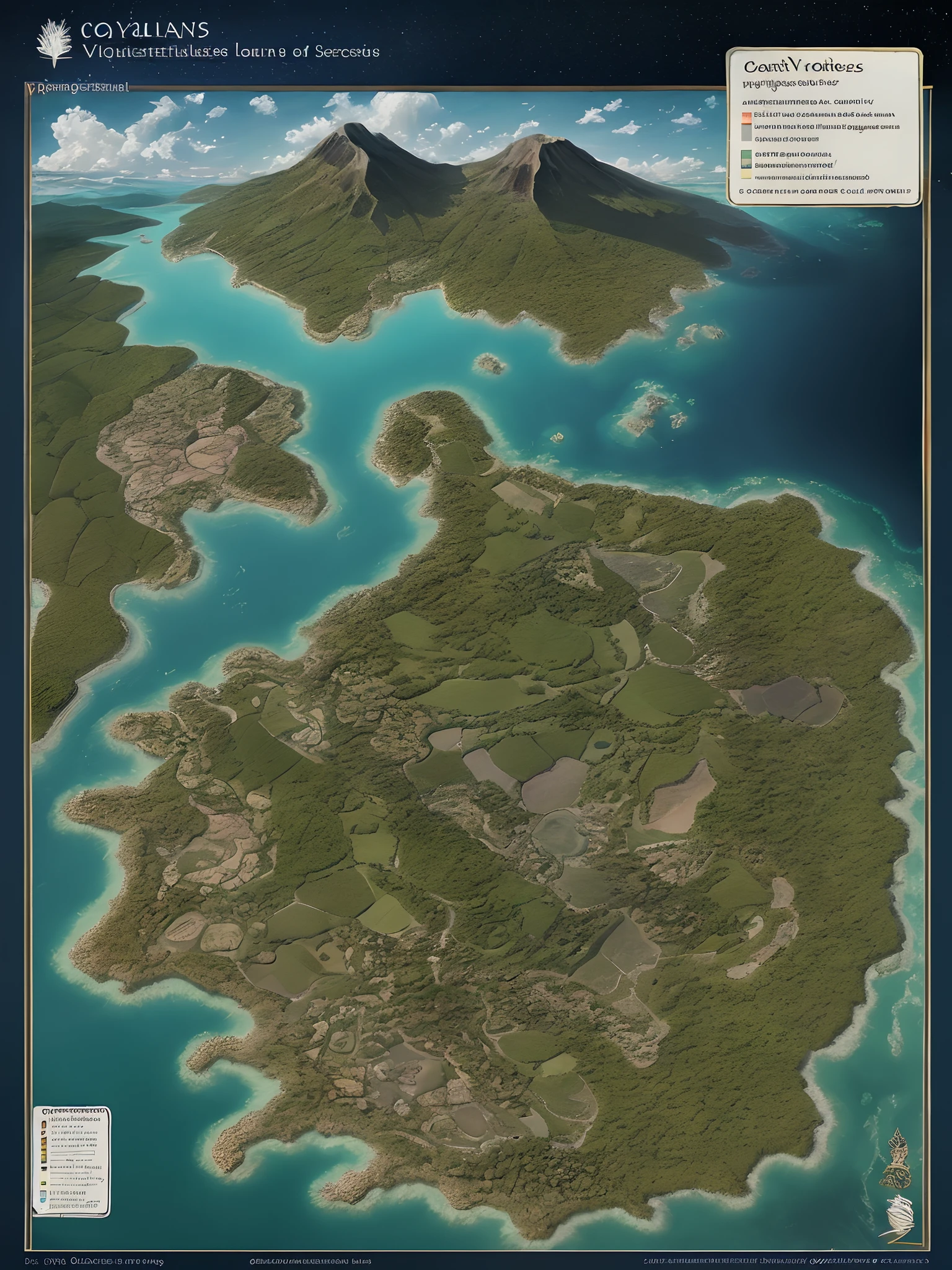 Une carte de plusieurs royaumes :
Sylvarion
•Environment : Enchanted forests, Waterfalls and green valleys.
Empire of Auralia
•Environment : Golden Ribs, Exotic Islands & Deserts.
Principality of Seraphia
•Environment : Rolling hills, Gardens & Cathedrals.
Marinthia
Environnement : Tropical islands, Coral reefs and oceans.
Aquarea
Environment : Archipels, Reefs and sparkling sea.
Givernia
Environnement : Terres fertiles, Green forests and mountains.
Cedoria
Environnement : Old-growth forests, Picturesque lakes and valleys.
Heliosar
Environnement : Sunny Lands, plaines et vignobles.
Duchy of Lunaris
Environment : Paysages nocturnes, montagnes et lacs.
Republic of Ventorith
Environment : Collines venteuses, lacs et plaines.
Pyralia
Environnement : Montagnes volcaniques, Valleys and deserts.