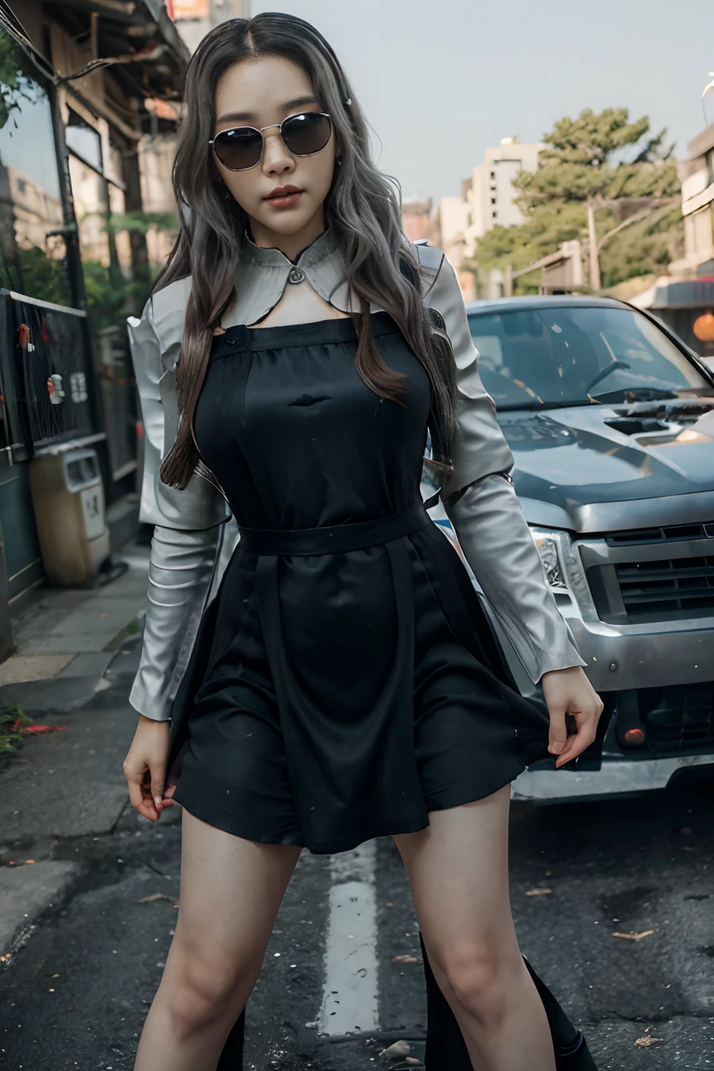 Beautiful woman in the woods, Big breasts, Slim, White skin,(In front of you:1.5), smiling korean woman, Young sensual woman,Young skinny, ((Best Quality, 8K, Masterpiece: 1.8)), (happiness: 1.3), Focusing: 1.2, Perfect Body Beauty: 1.8, butt: 1.3, (Big Wave: 1.1), (Hair waves: 1.3),(Street: 1.1), Highly detailed face and skin texture, Delicate eyes, Double eyelids, Whitened skin, Long hair, (Round face: 1.5),(model poses:1.1),(Black sunglasses:1.3),(Collared Shirts: ) ,(Red school uniform jacket costume:),(Red skirt costume:), ( Black jersey herring long dress:1.8) ,(Double eyelidd:1.1),(Carboy Shot),(squating:1.1),(spreading your legs:1.3),([Lift the hem of the end of the skirt with both hands to show the white panties]),kwak ji young, Songs inspired by Tang Sin Yun Sandara, female actress from korea, jaeyeon nam, Lee Ji-eun, -silver(-silver(Izzy-silver(Izzy-silver(Izzy-silver))), Korean Woman, Normal number (Normal number (Normal number (Normal number (Sangsoo Jeong))))), heonhwa choe, beautiful south korean woman,Ecliptic-