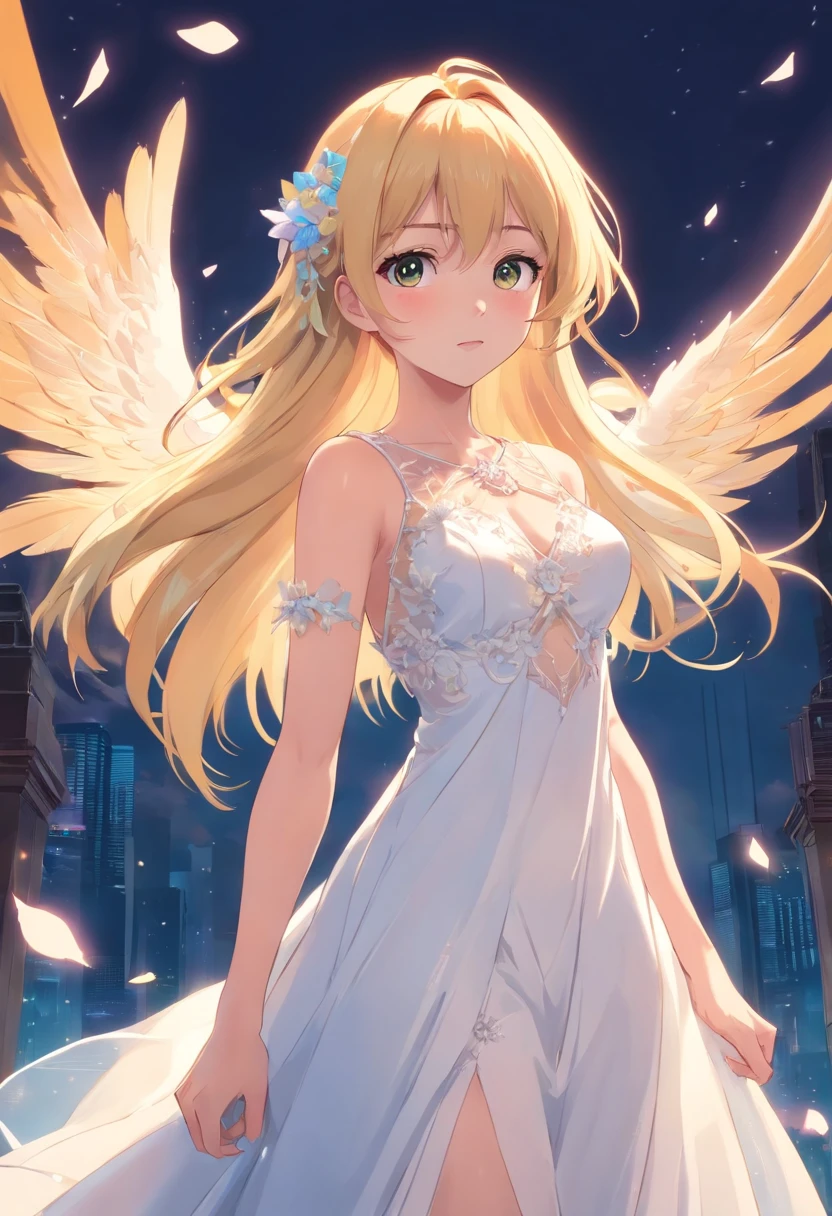 angelicales,teens girl,blonde hair,White Prom Dresses,zombie,high and cold,big breasts beautiful,divine,Dignified,Royal sister,With a round face,