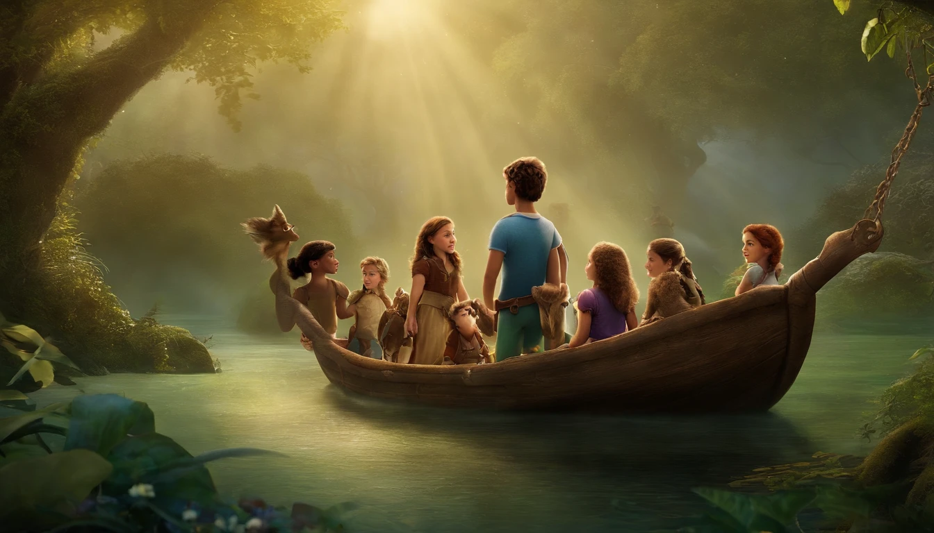 Uma cena de humanos cuidando da Terra e dos animais, simbolizando sua responsabilidade dada por Deus. The Search for the Magic Treasure Sofia and her imaginary friends were ready to take on the Dream Villain and protect Dreamland. However, they knew that in order to face this threat, they first needed to find the magical treasure that was linked to the dreams of all the children who had passed through Dreamland. Guided by the wise old man's clues and with hearts full of determination, the group set off in search of the treasure. They sailed through enchanted forests, climbed snow-capped mountains and crossed crystal-clear rivers. The journey was challenging, but also full of beauty and magic. In their quest, they found more unexpected allies. A group of magical fairies offered their help, granting them the power to fly through the treetops and reach places that were previously inaccessible. They also met a mermaid who revealed the secrets of the ocean and gave them valuable