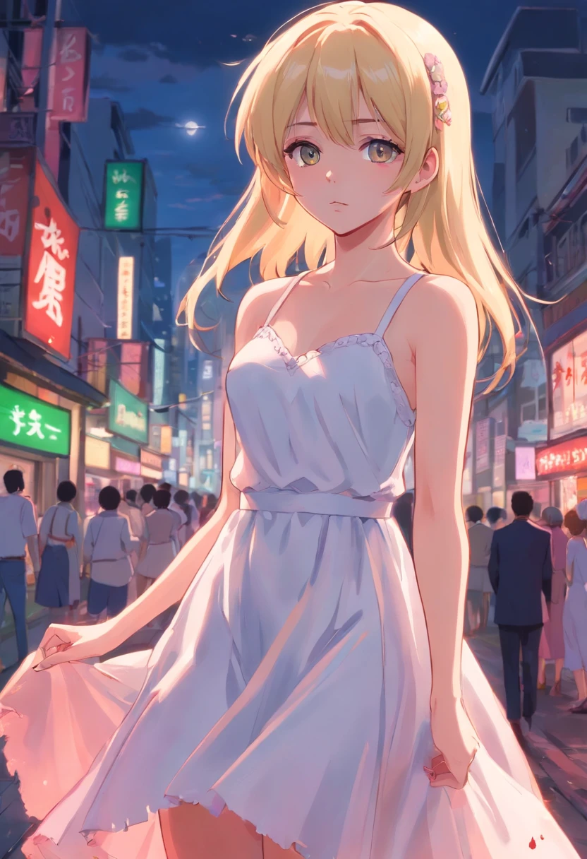 Bloody Zombies，teens girl，blonde  hair，White Prom Dresses，zombie，high and cold，big breasts beautiful，divine，Dignified，Royal sister，With a round face，