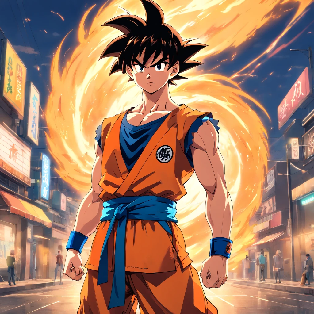 Goku standing pose,The whole body is like on the battlefield, Produced by Akira Toriyama