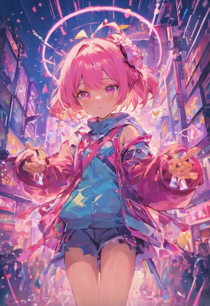 Sakura with a variety of changes,cyber punk perssonage,Fashionab,having fun,magia